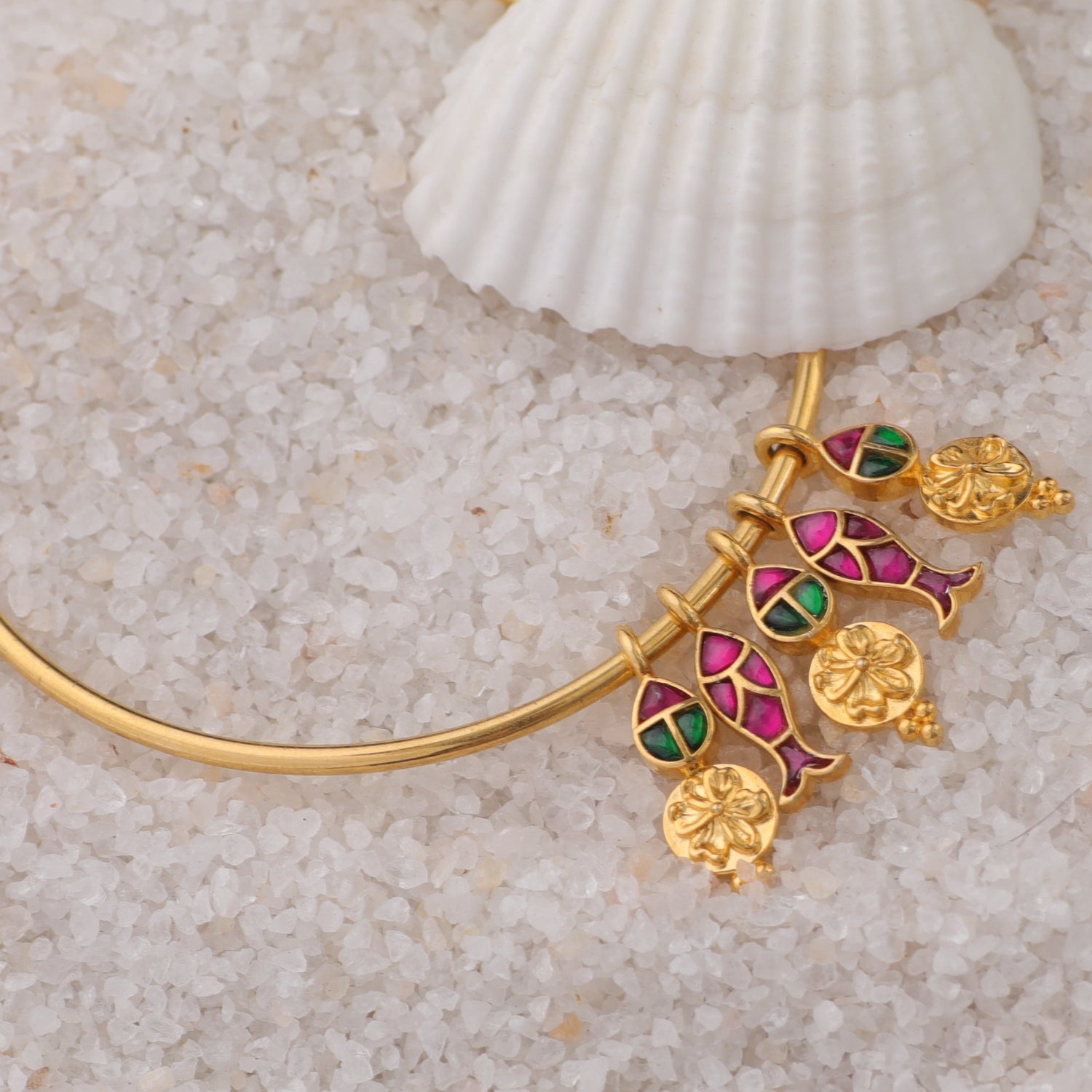 Matsya Charm Silver Cuff Bracelet