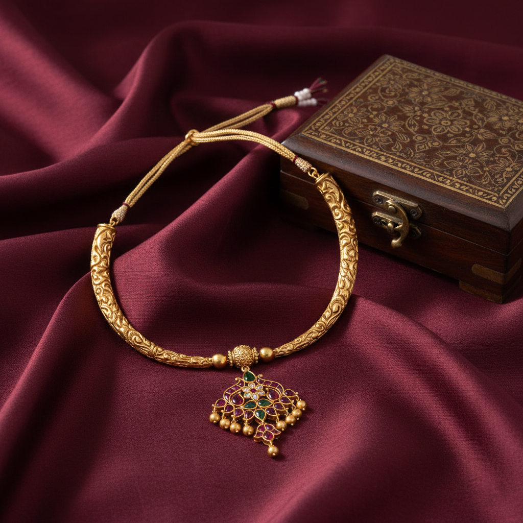 Classic Floral Antique Hasli Silver Necklace