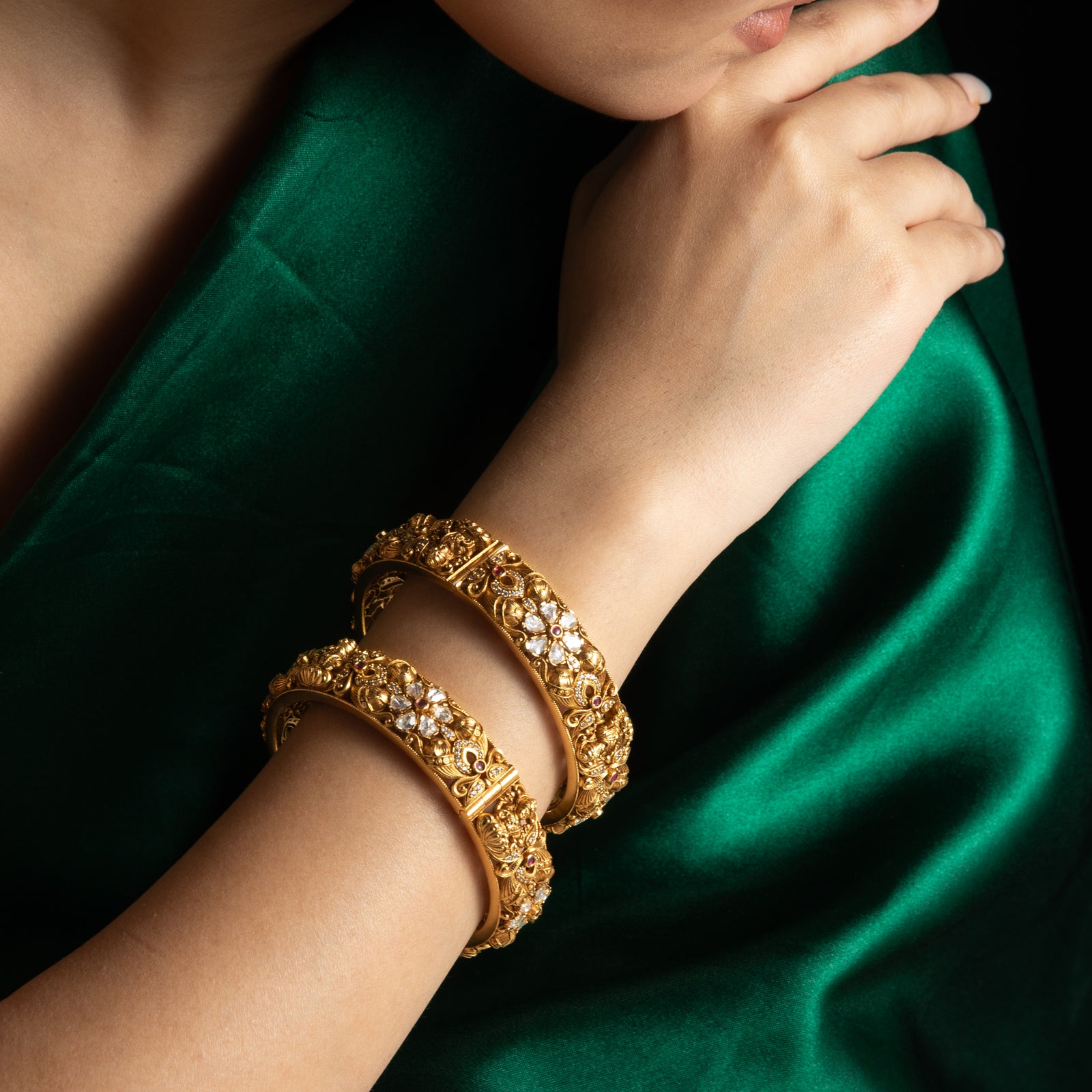 Padma Antique Lakshmi Silver Bangles