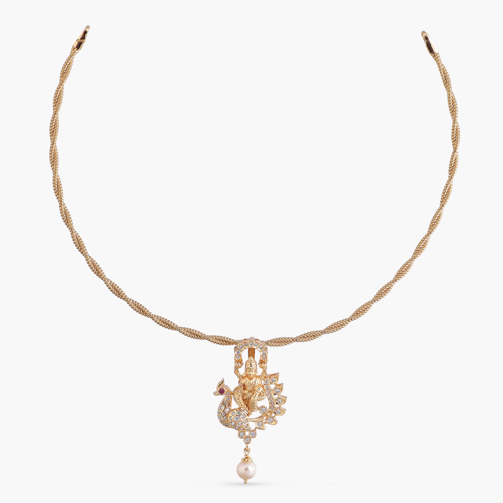 Padmavati CZ Gold Plated Silver Pendant Necklace