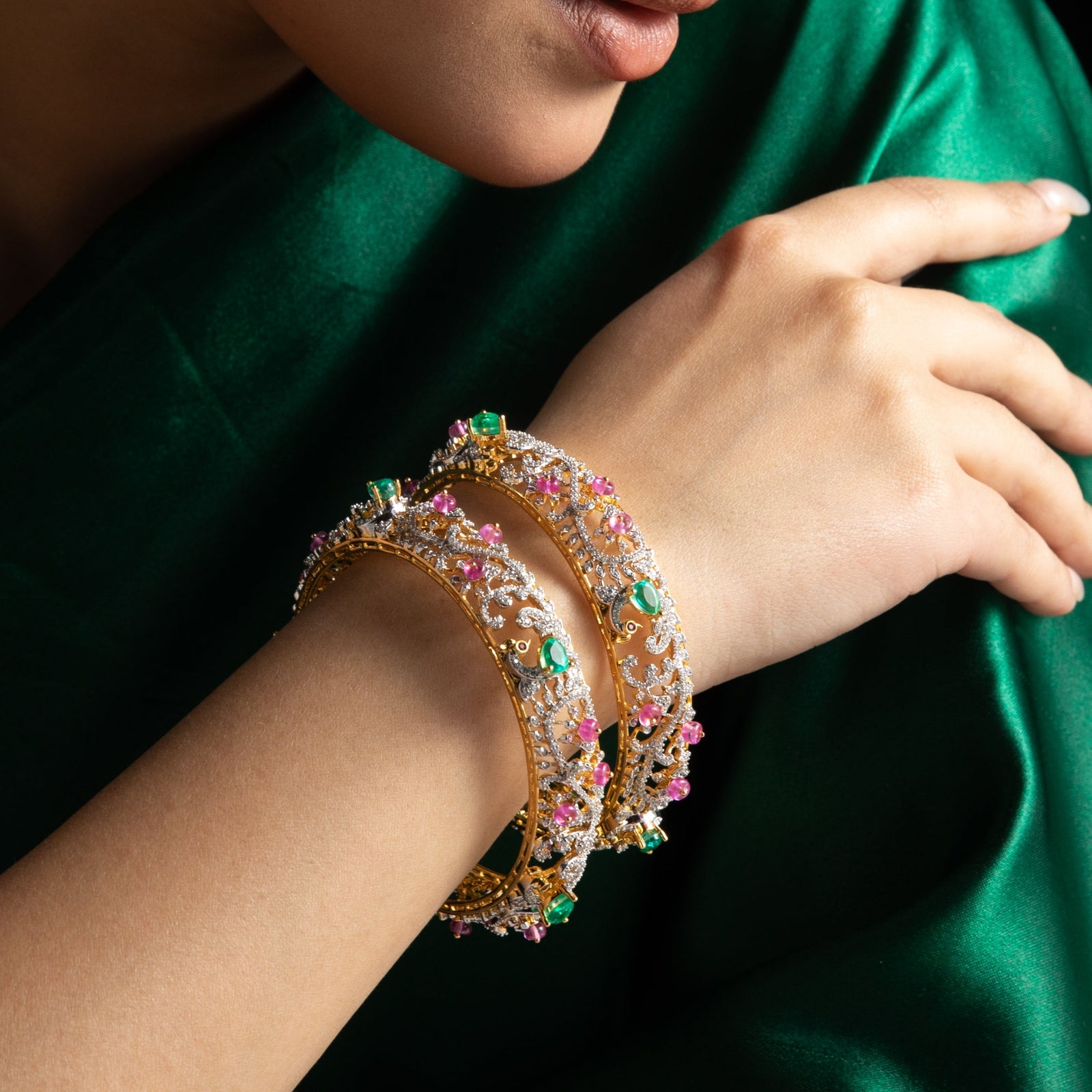 Saanvi CZ Silver Bangles