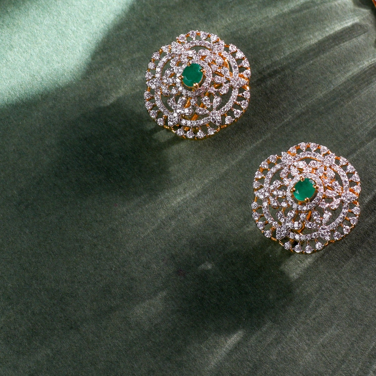 Galaxy CZ Silver Stud Earrings