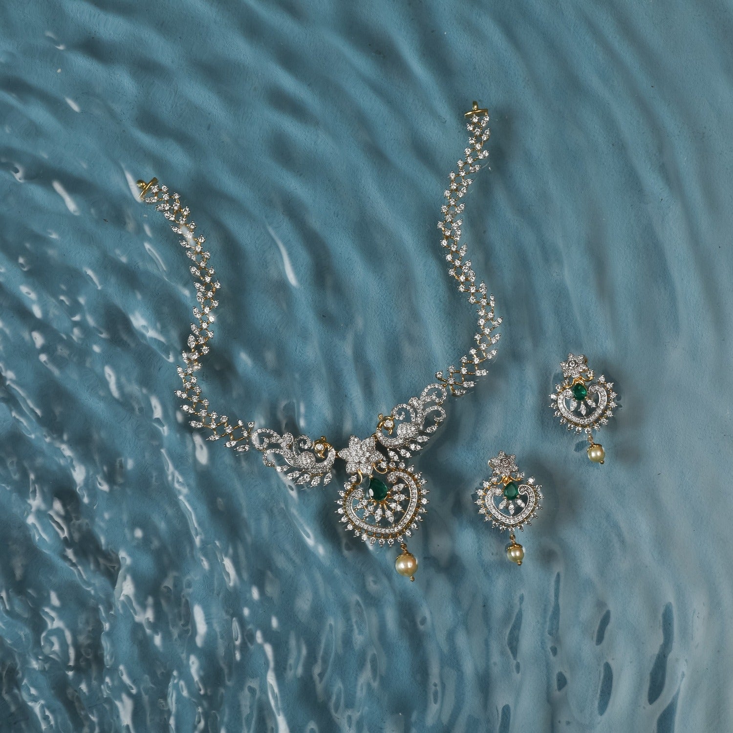 Aditi CZ Silver Necklace Set