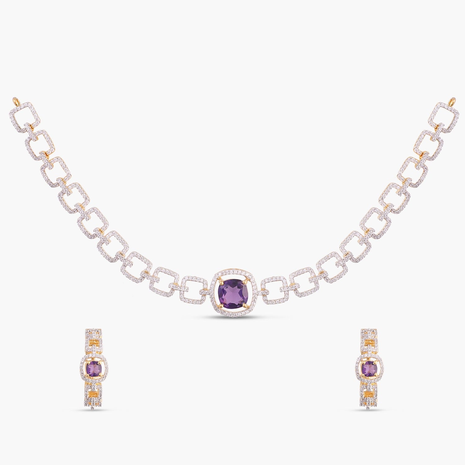 Blue Azure CZ Silver Choker Set
