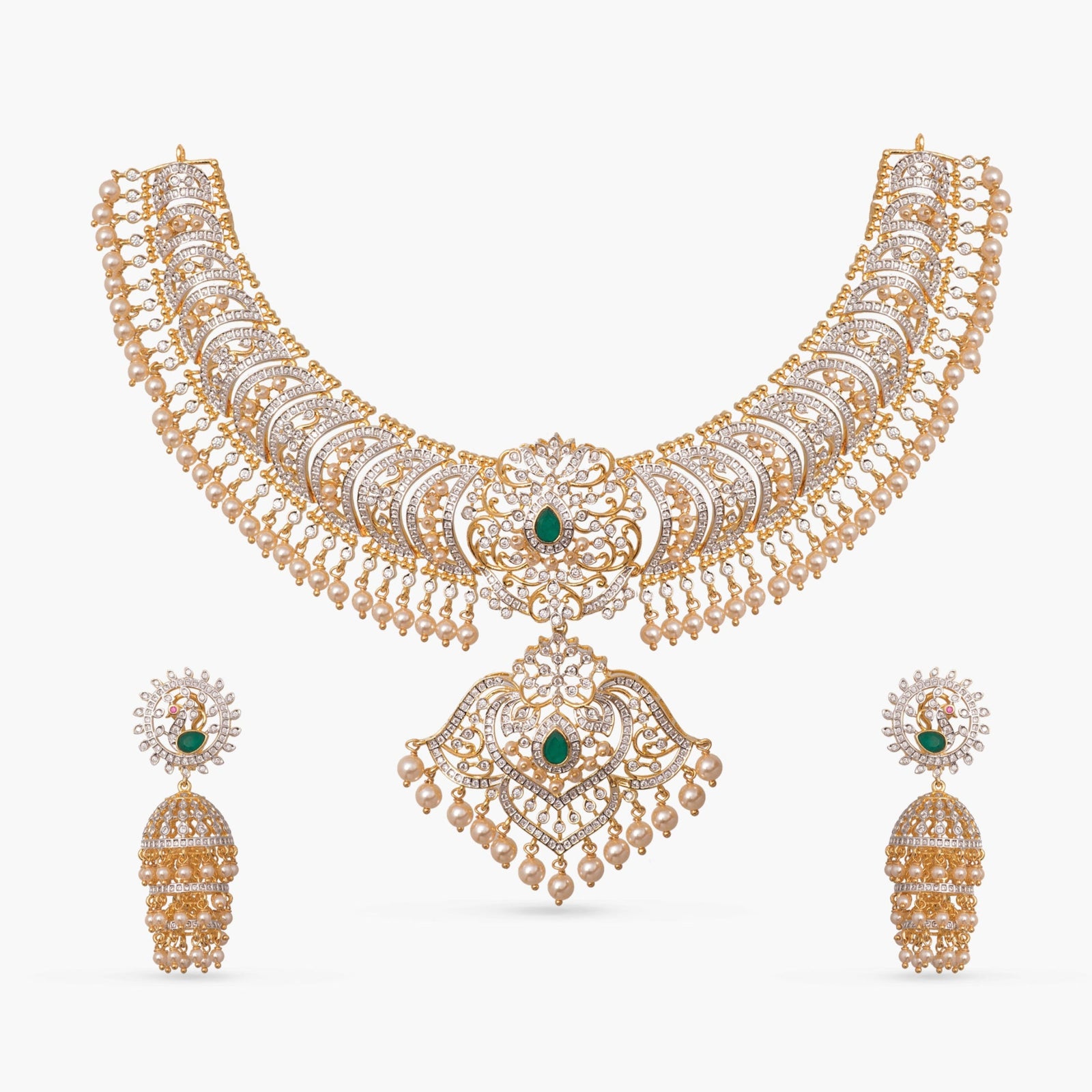 Aarvi CZ Silver Necklace Set