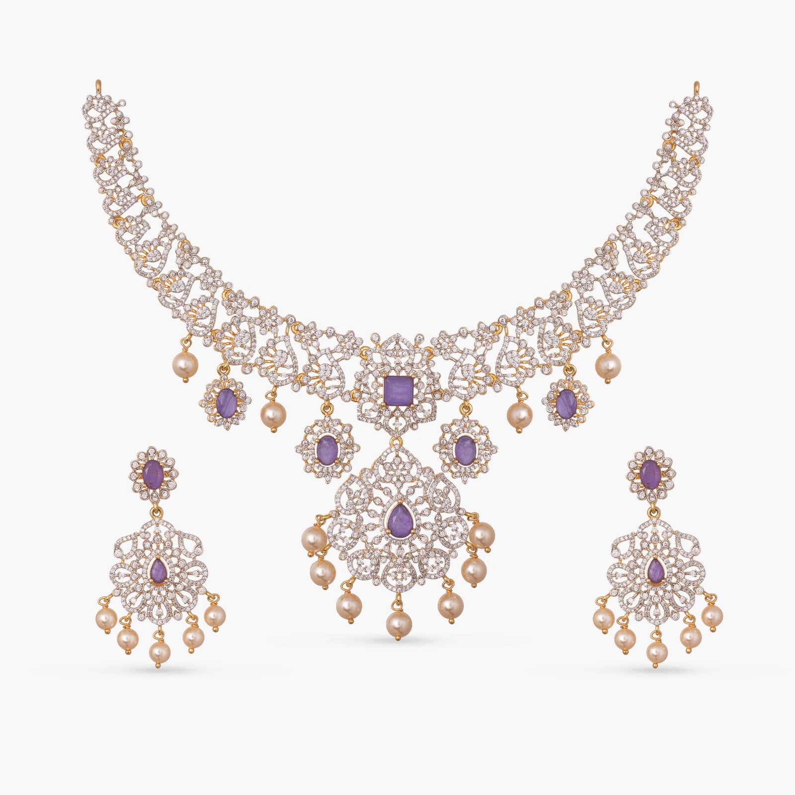 Amara CZ Silver Necklace Set