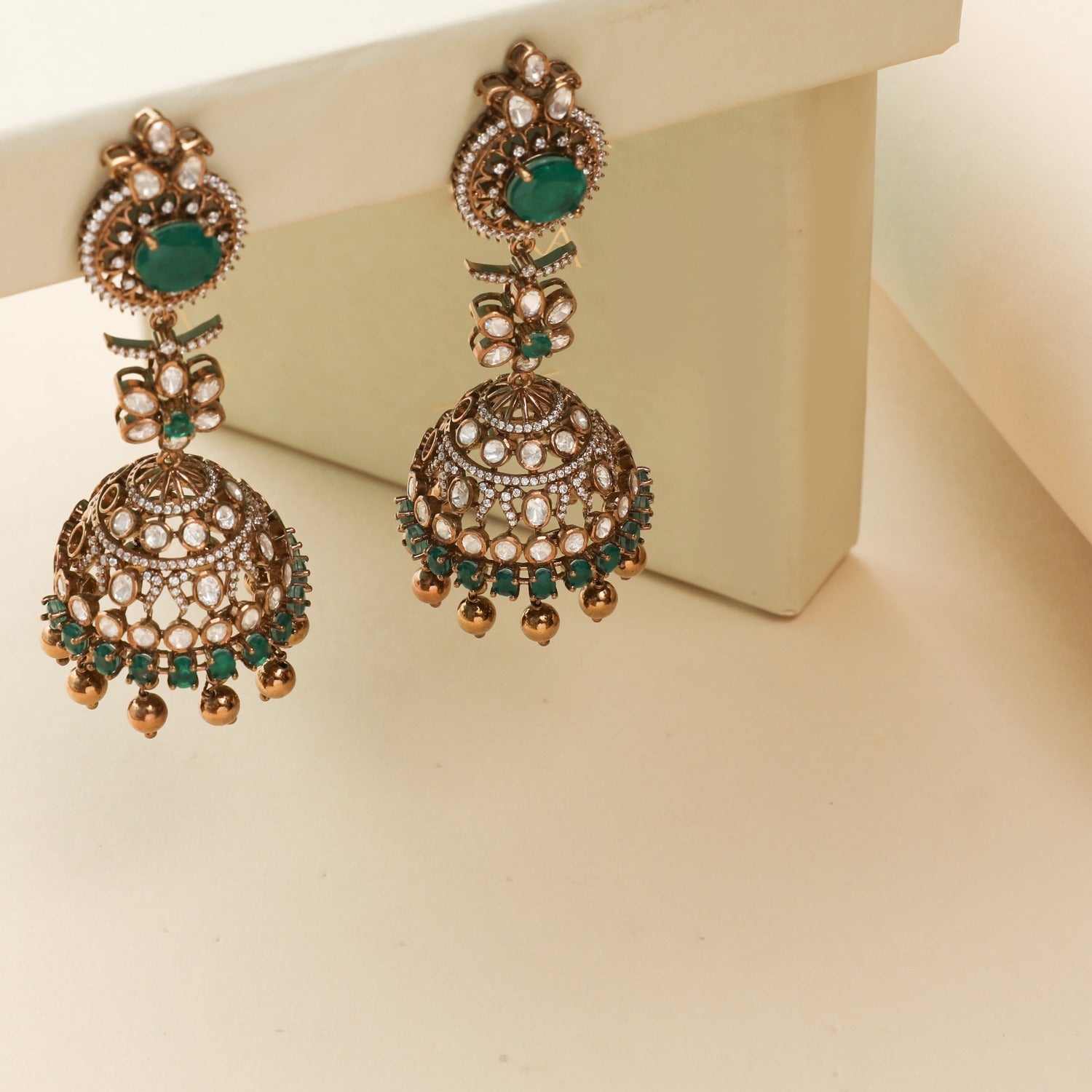 Urmila Moissanite Silver Jhumkis