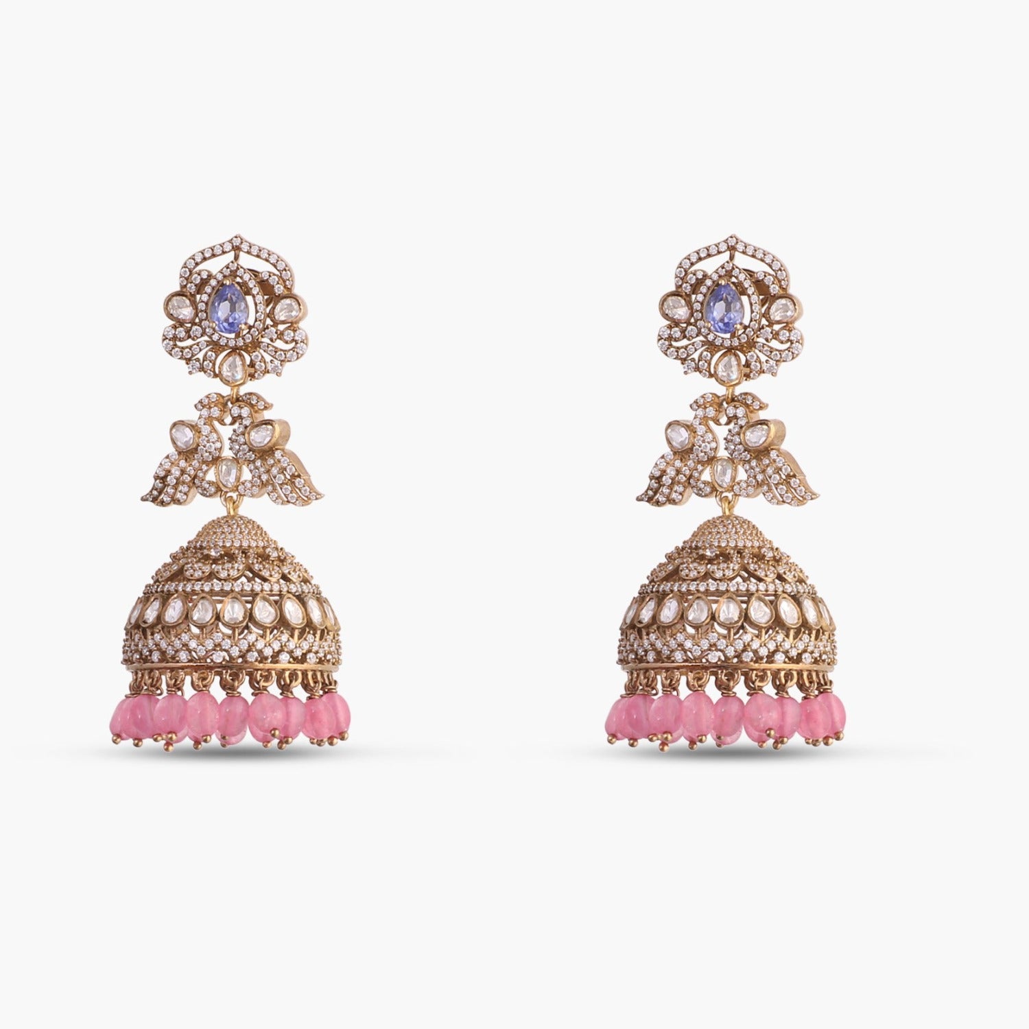 Israh Moissanite Silver Jhumka Earrings