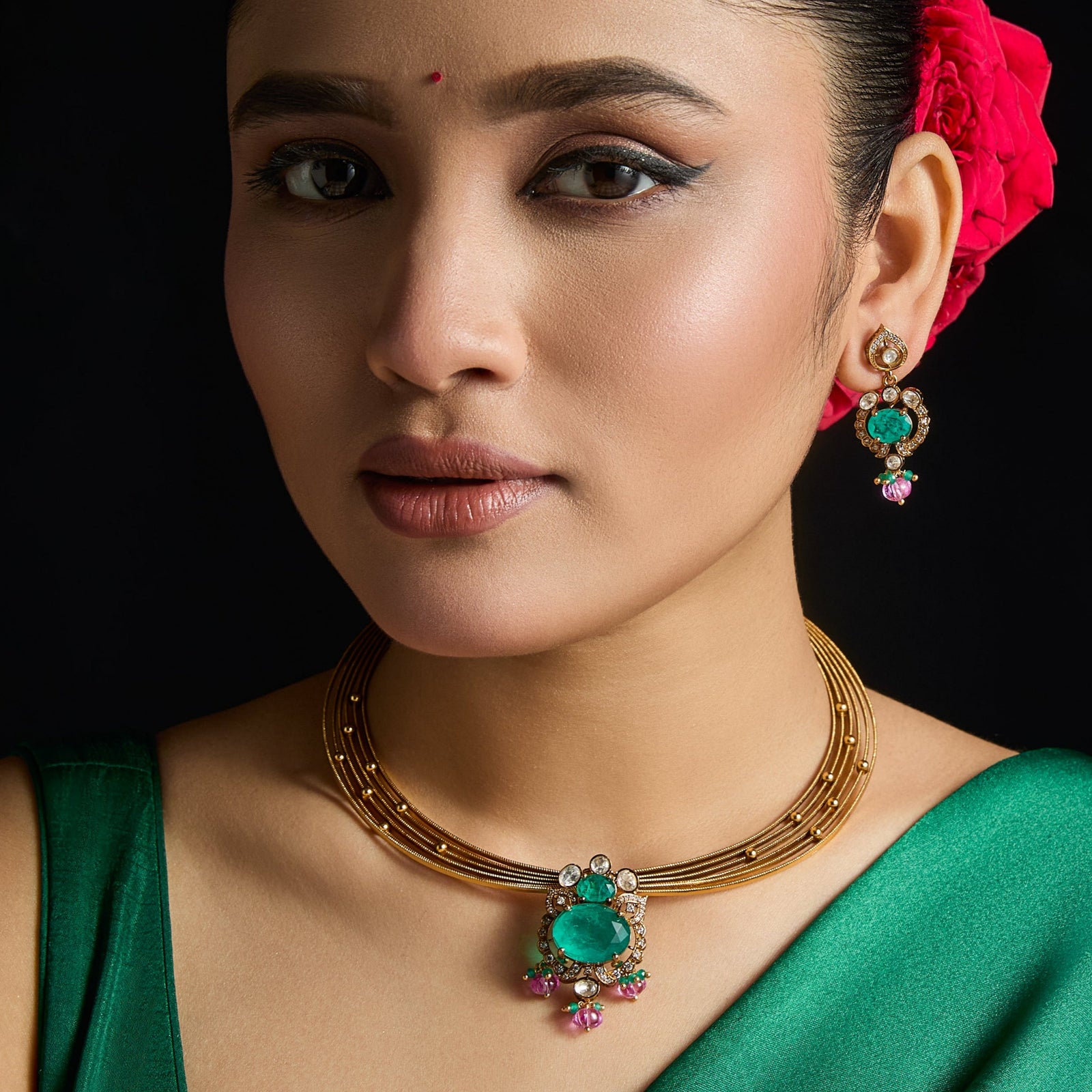 Samaira Moissanite Silver Necklace Set