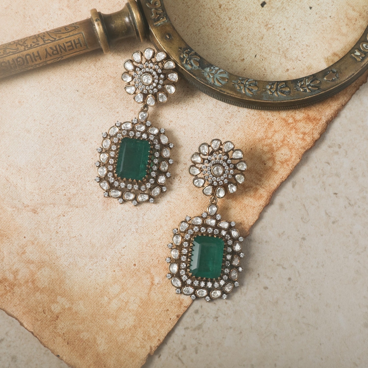 Floral Drop Moissanite Silver Earrings