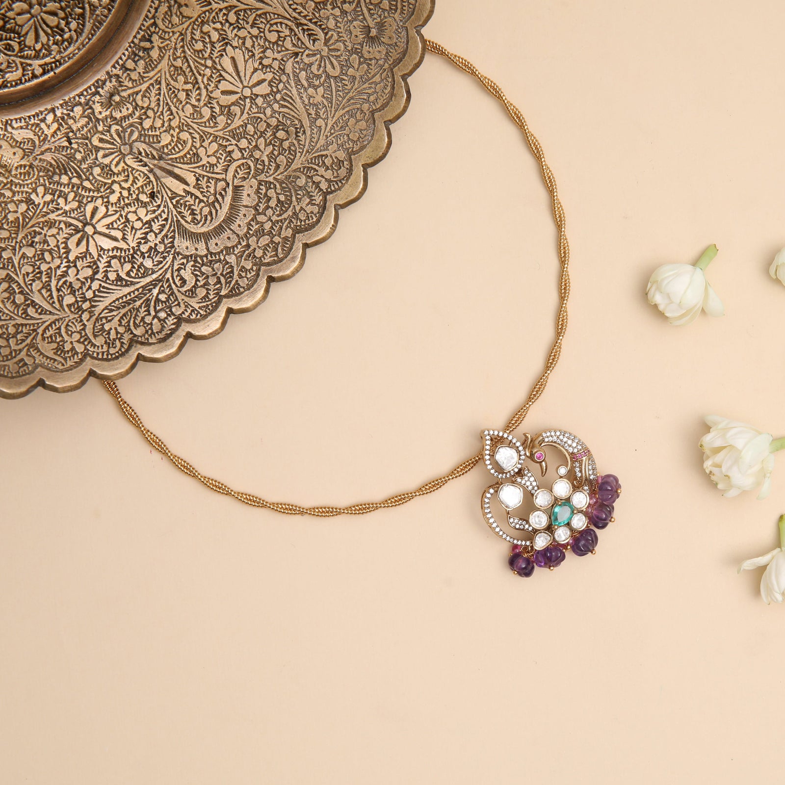 Madhura Moissanite Silver Pendant Necklace