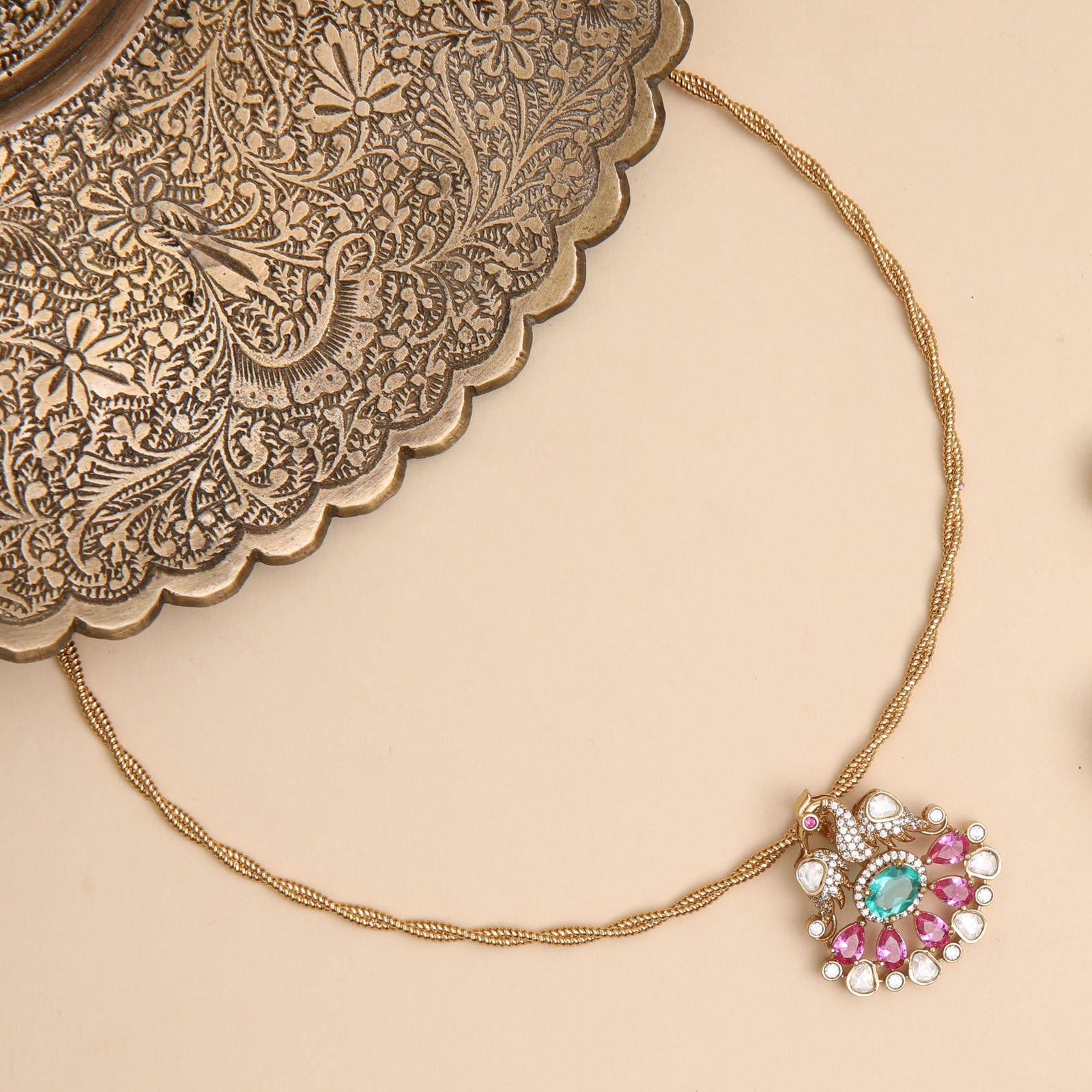 Mayurakshi Moissanite Silver Pendant Necklace