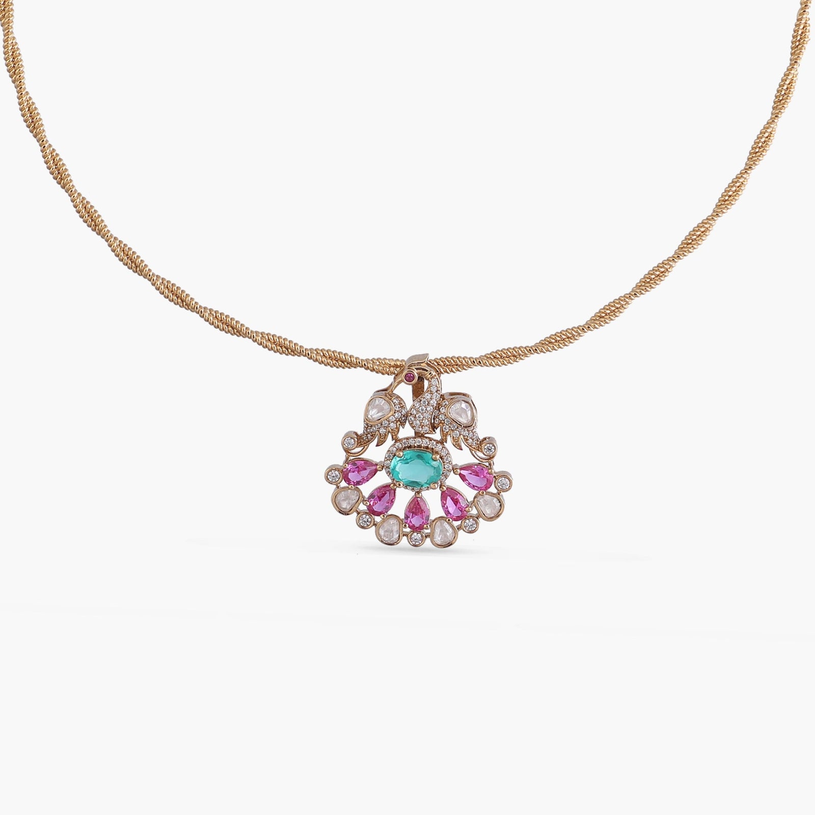 Mayurakshi Moissanite Silver Pendant Necklace