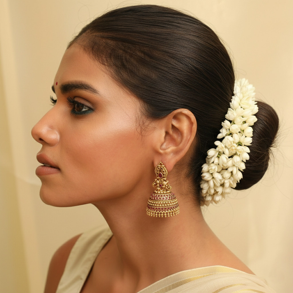 Garima Antique Silver Jhumka Earrings
