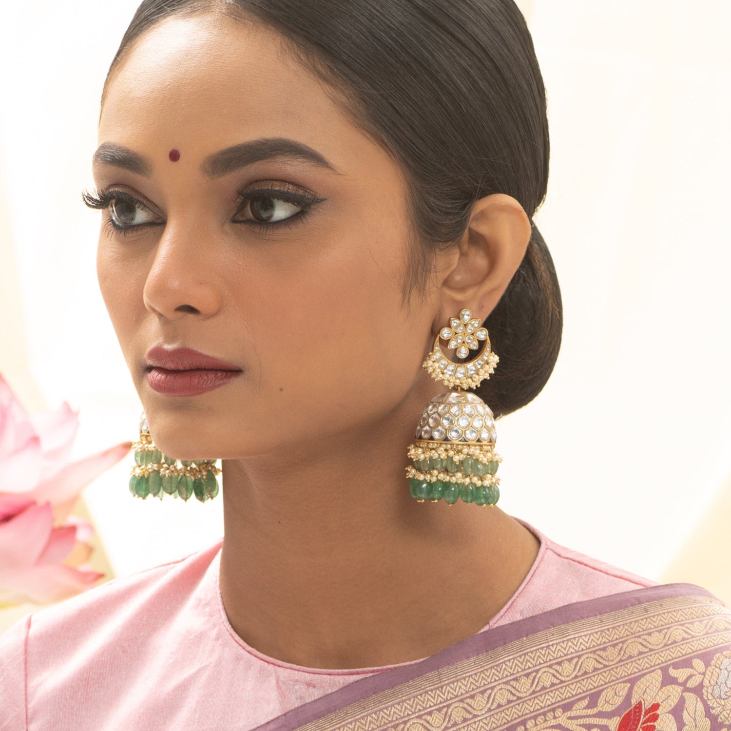 Hasti Jadau Silver Jhumki Earrings