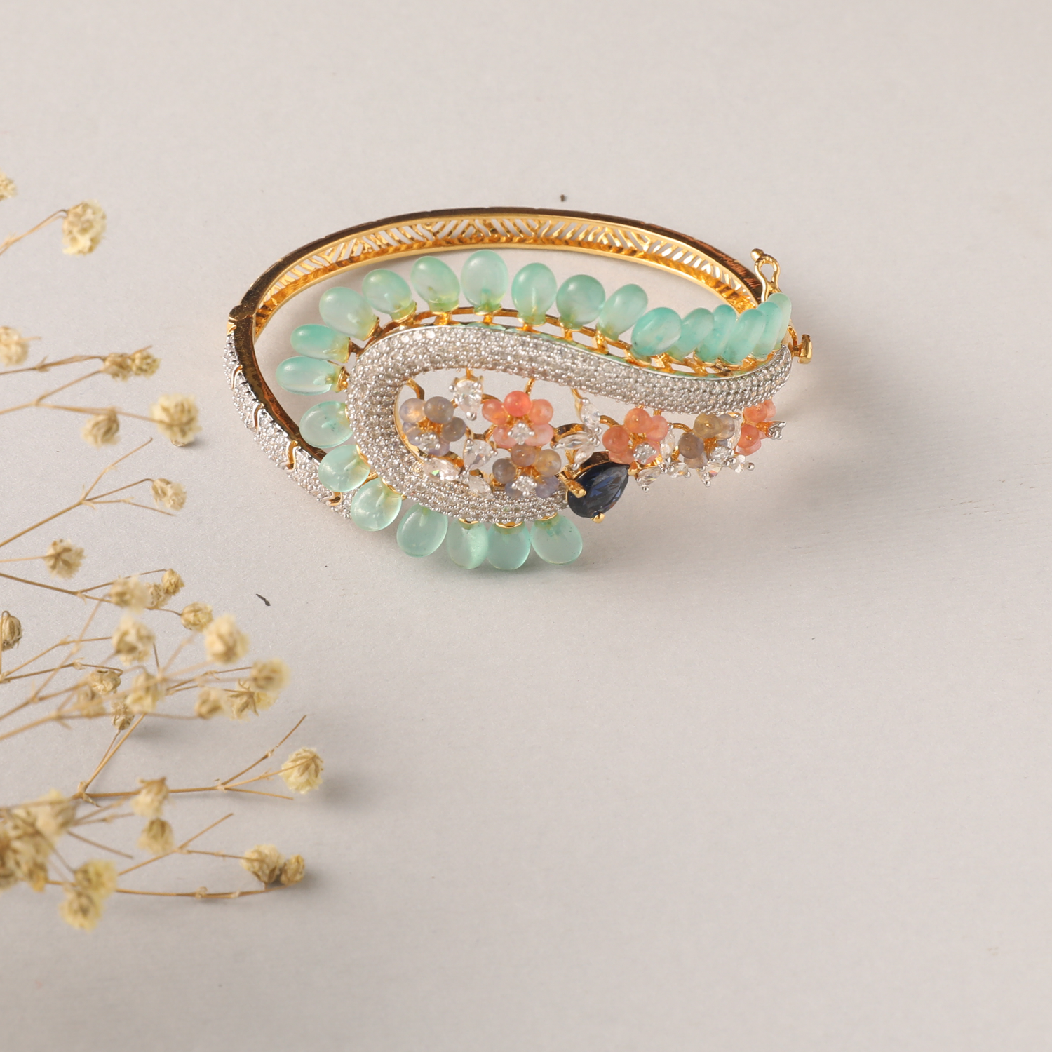 Garden Blossom Floral CZ Silver Bracelet