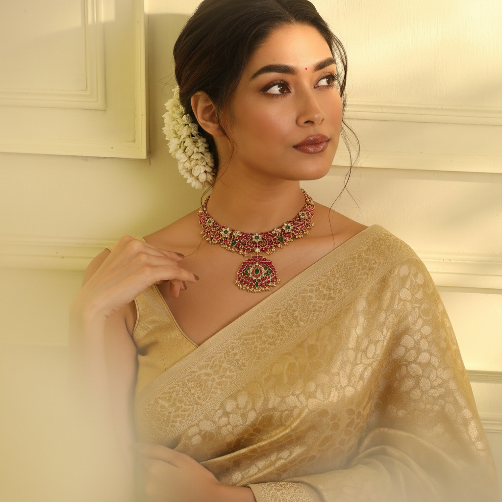 Mura Kempu Silver Bridal Necklace