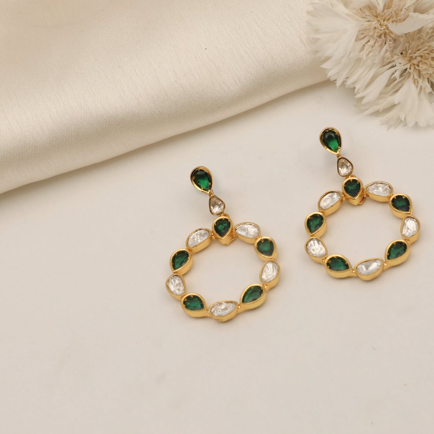 Midnight Blossom Moissanite Silver Drop Earrings