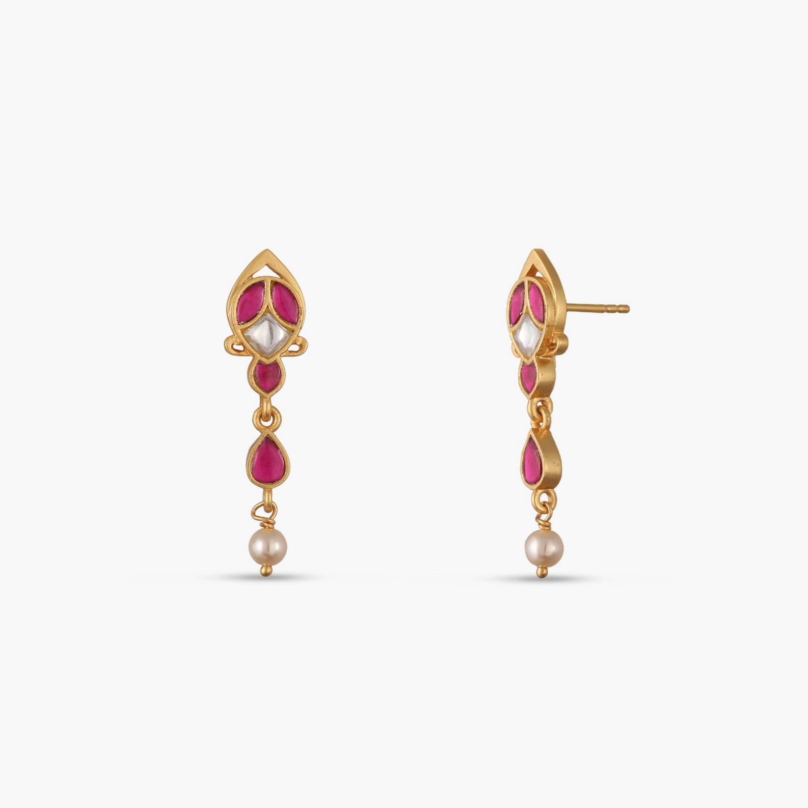 Parijat Jadau Silver Drop Earrings
