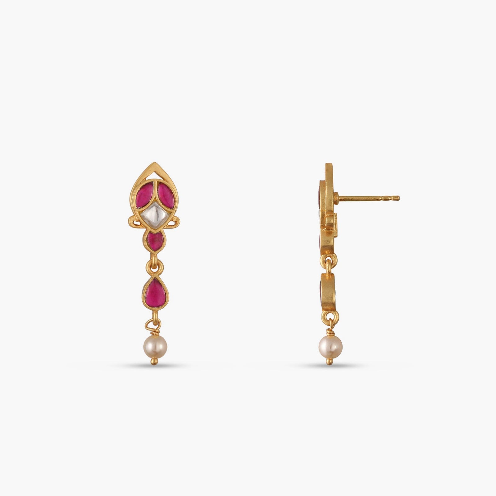 Parijat Jadau Silver Drop Earrings