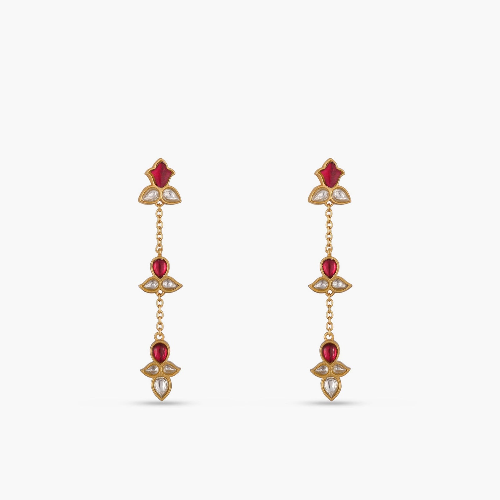 Rekha Jadau Silver Drop Earrings