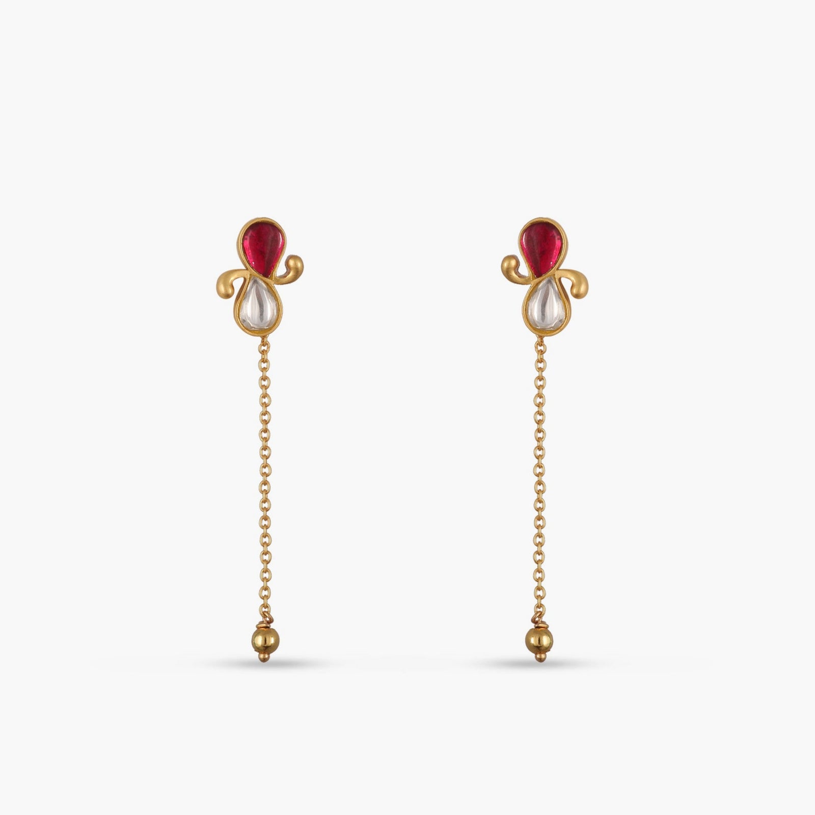 Leher Jadau Silver Drop Earrings