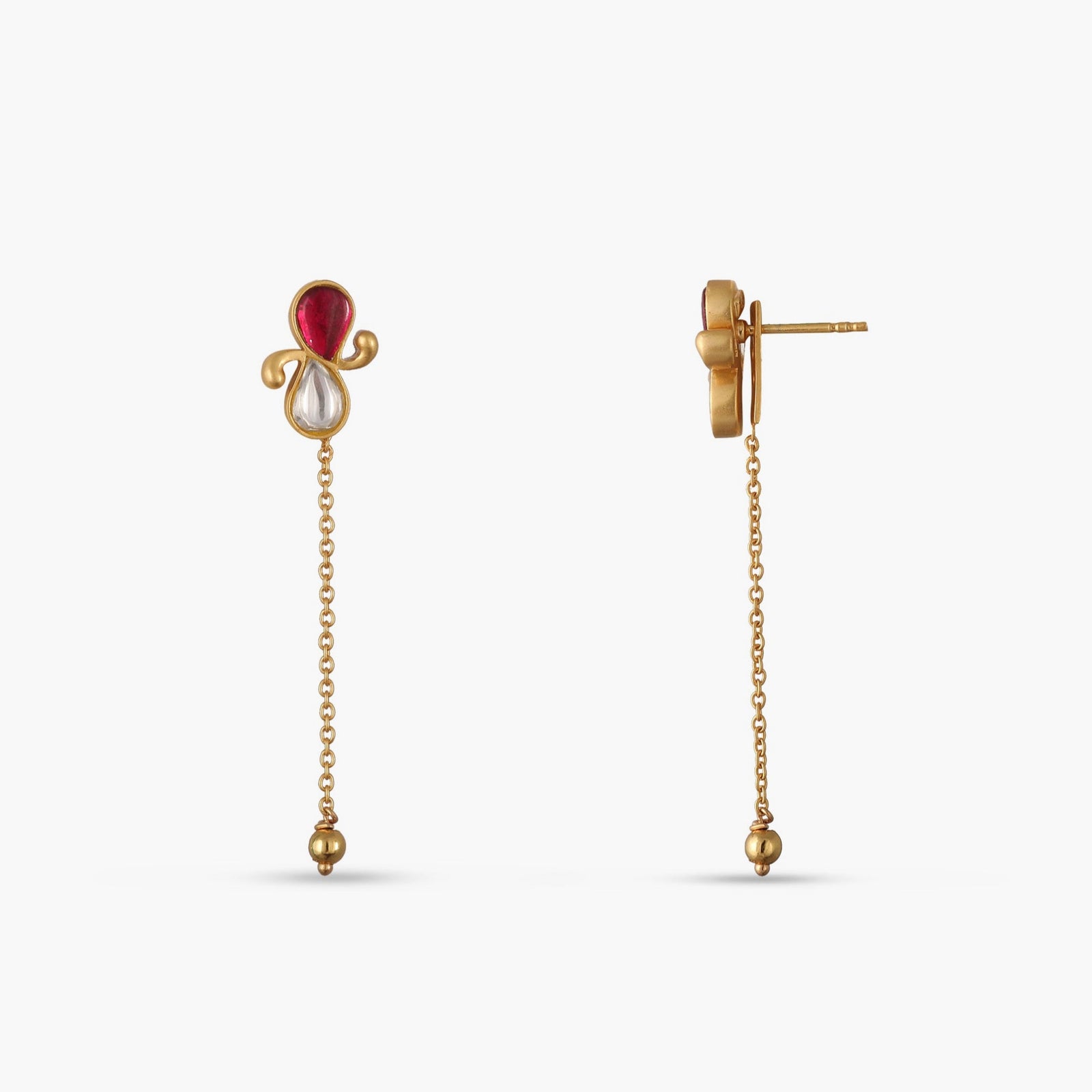 Leher Jadau Silver Drop Earrings