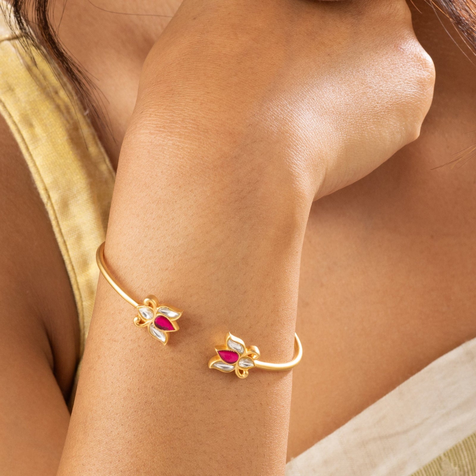 Padmini Jadau Silver Bracelet