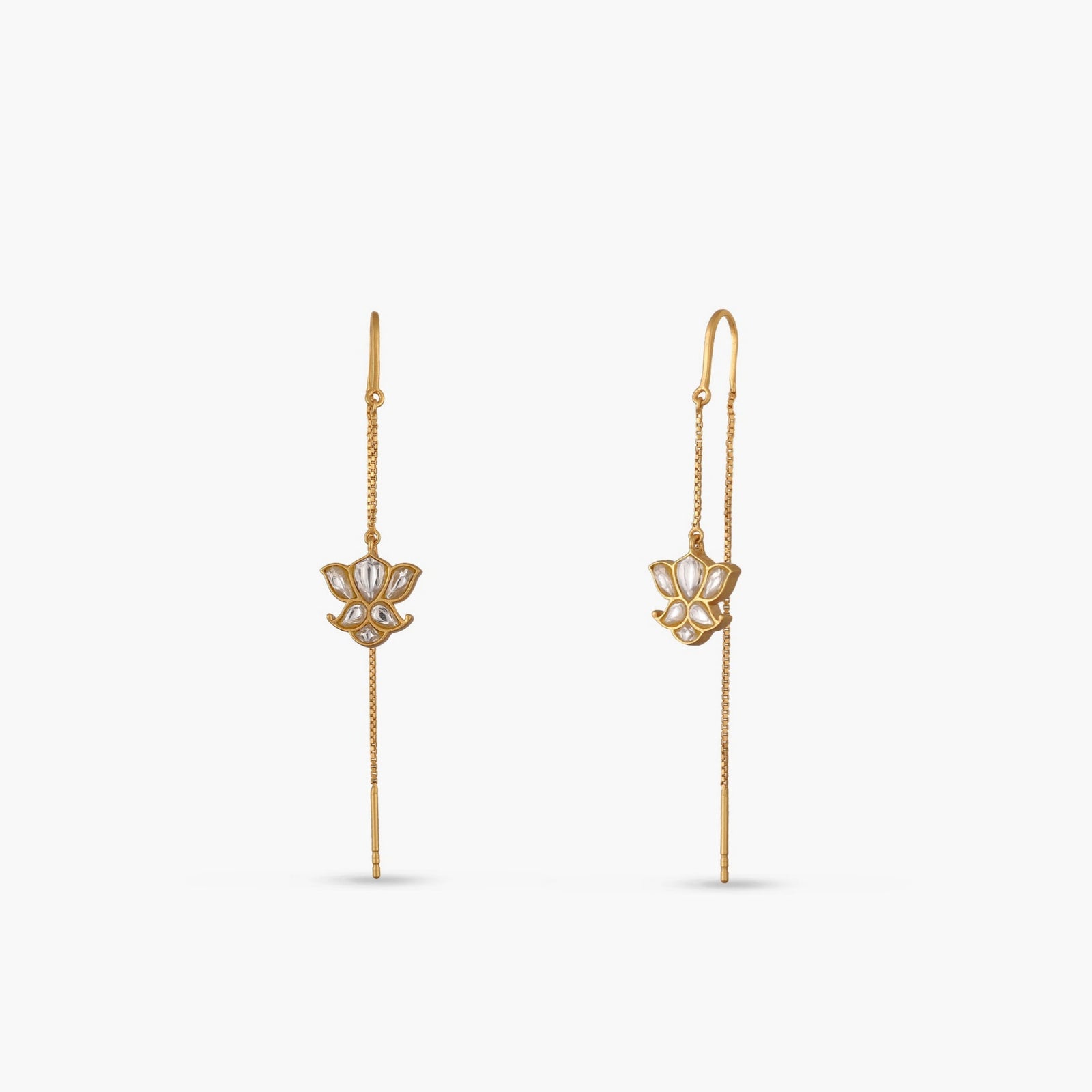 Sitara Jadau Silver Threader Earrings
