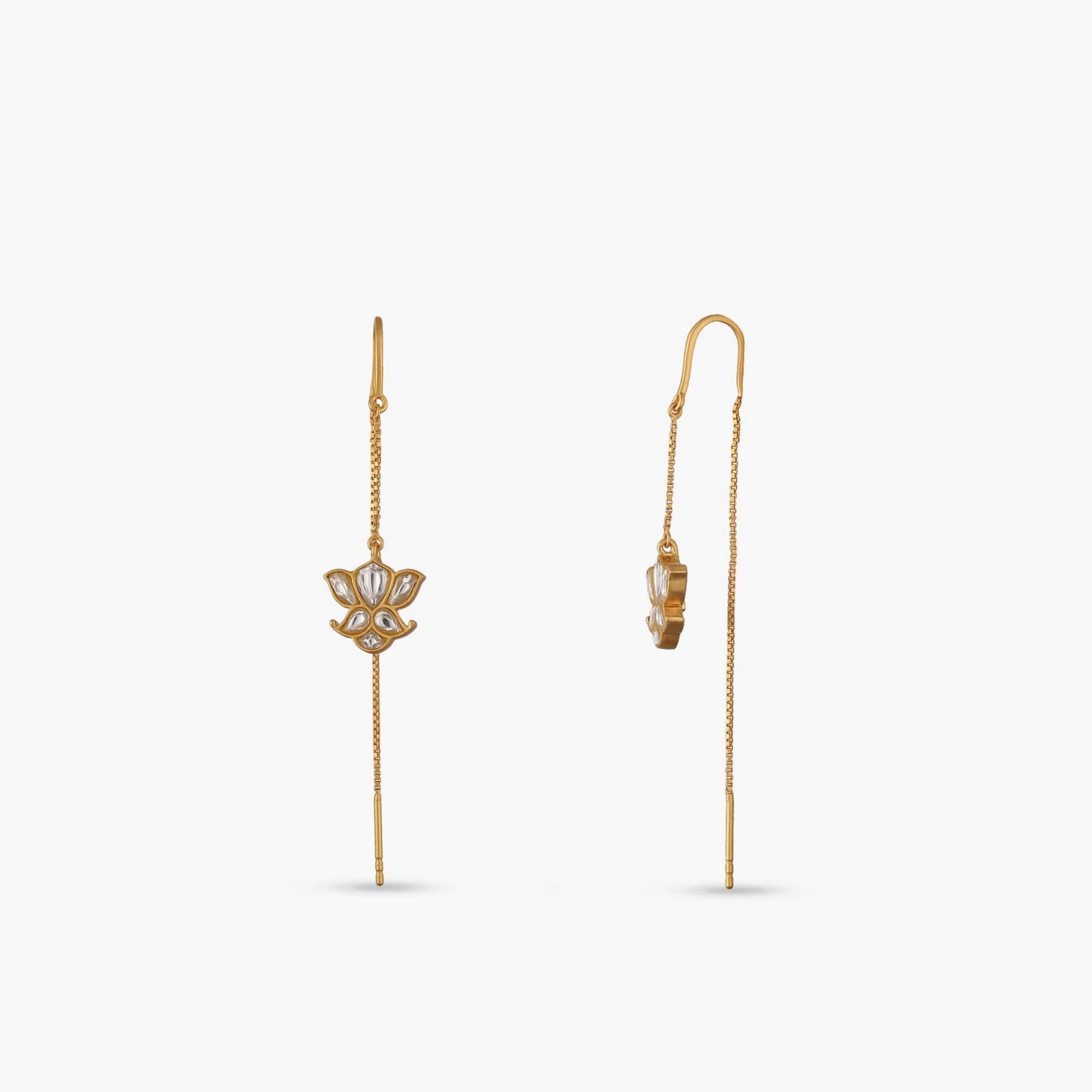 Sitara Jadau Silver Threader Earrings