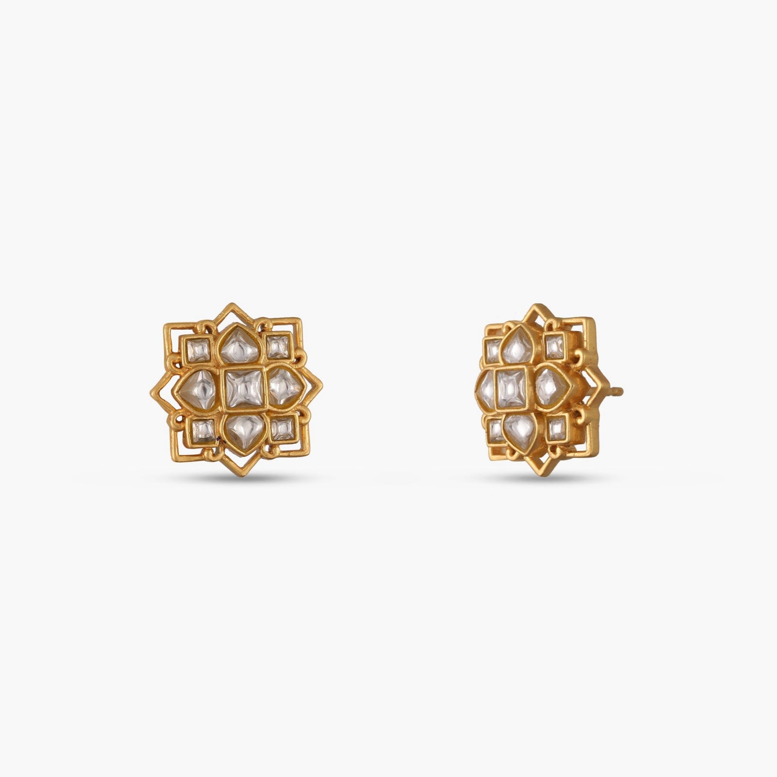 Kollam Jadau Silver Stud Earrings