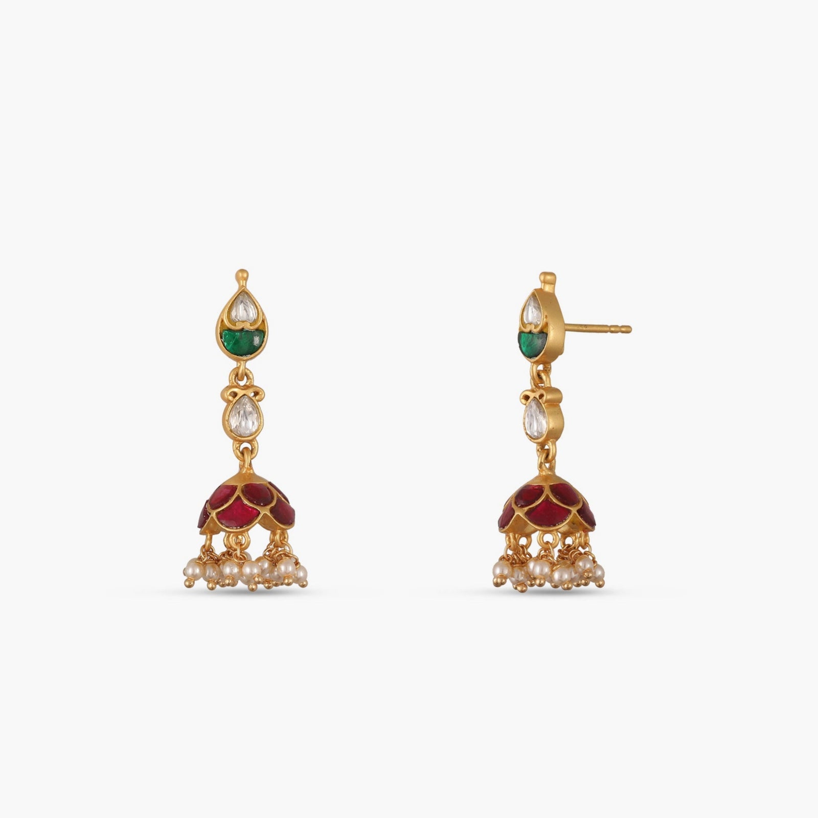 Tara Kempu Jadau Silver Jhumka Earrings