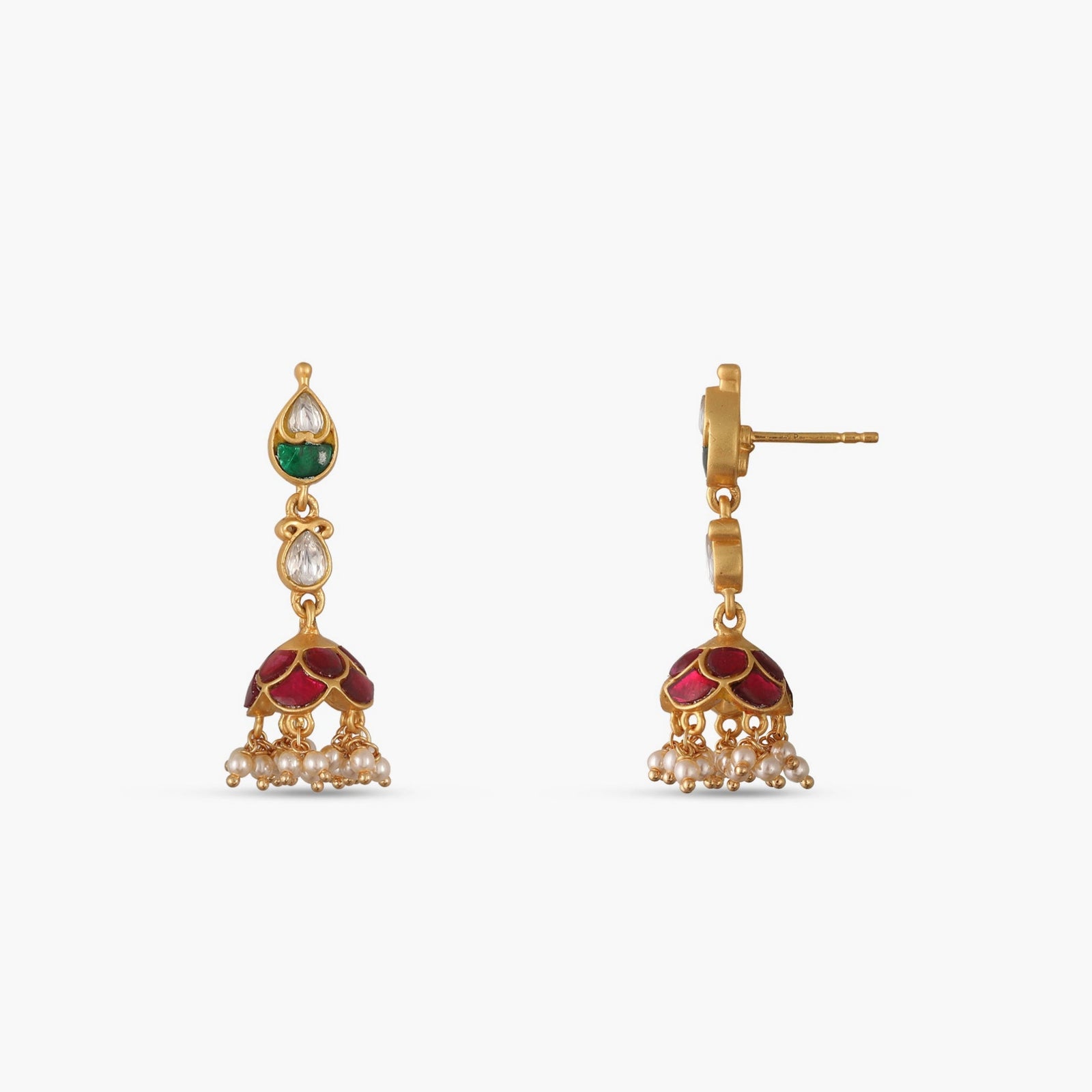 Tara Kempu Jadau Silver Jhumka Earrings