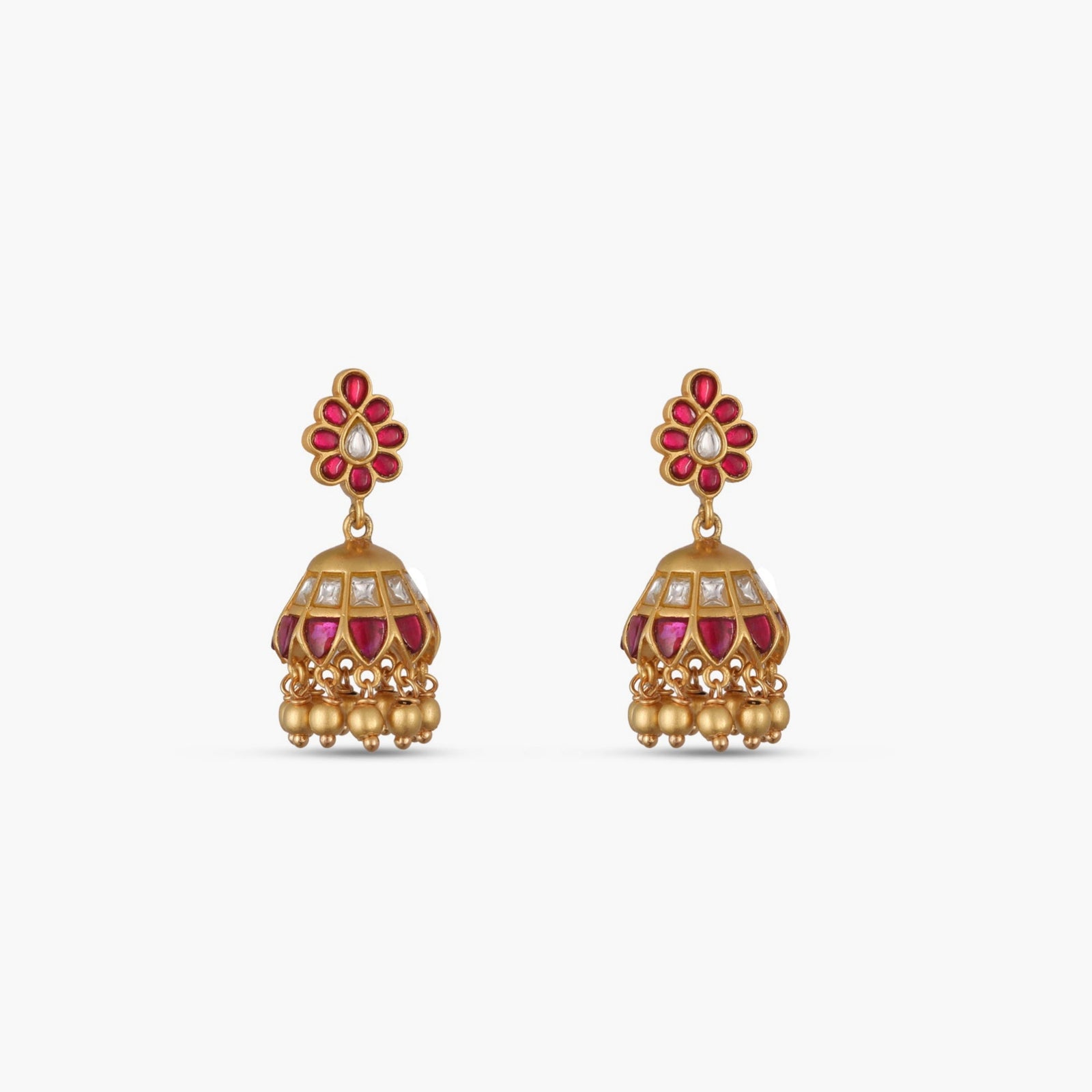 Mayur Kempu Jadau Silver Jhumka Earrings