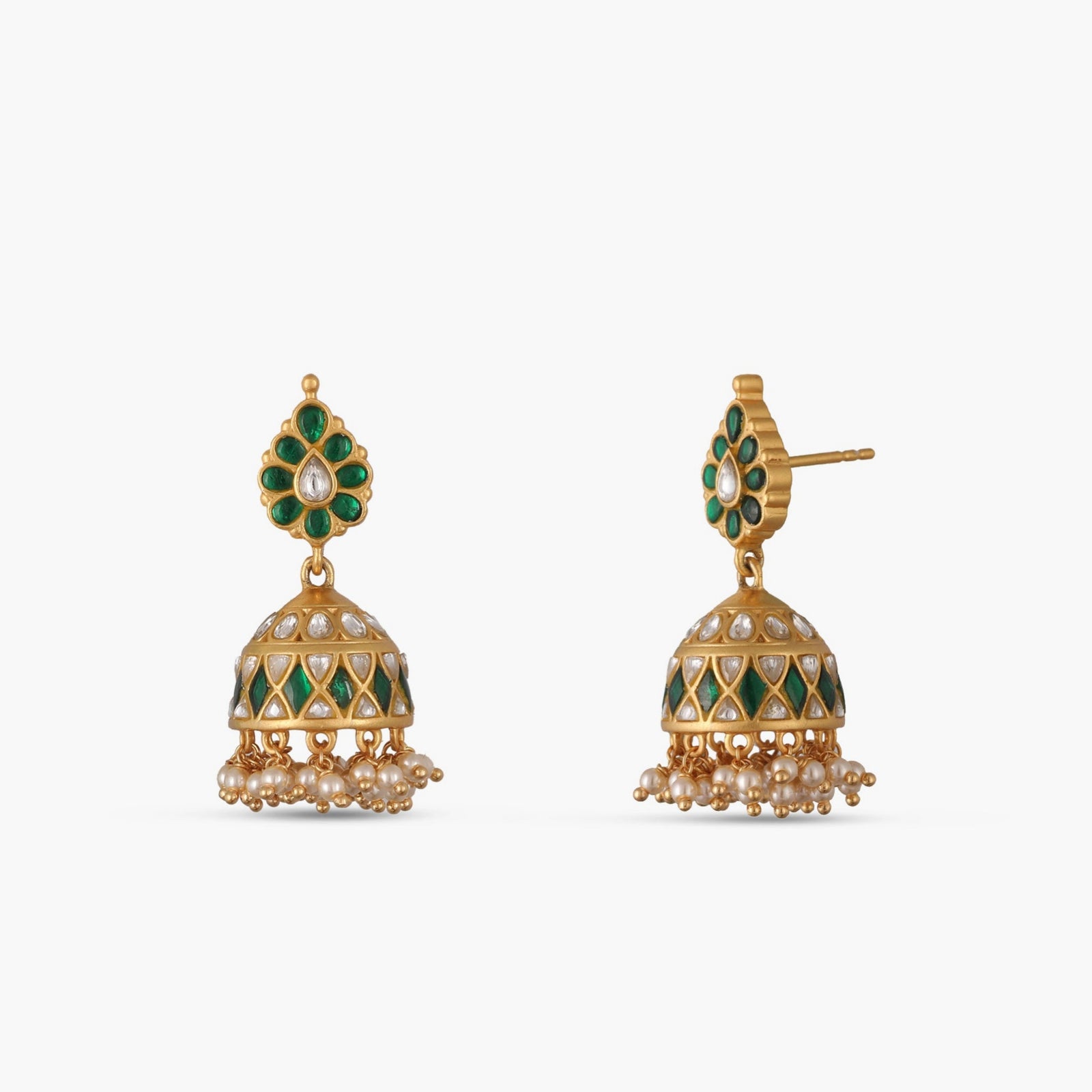 Harita Mayur Jadau Silver Jhumka Earrings