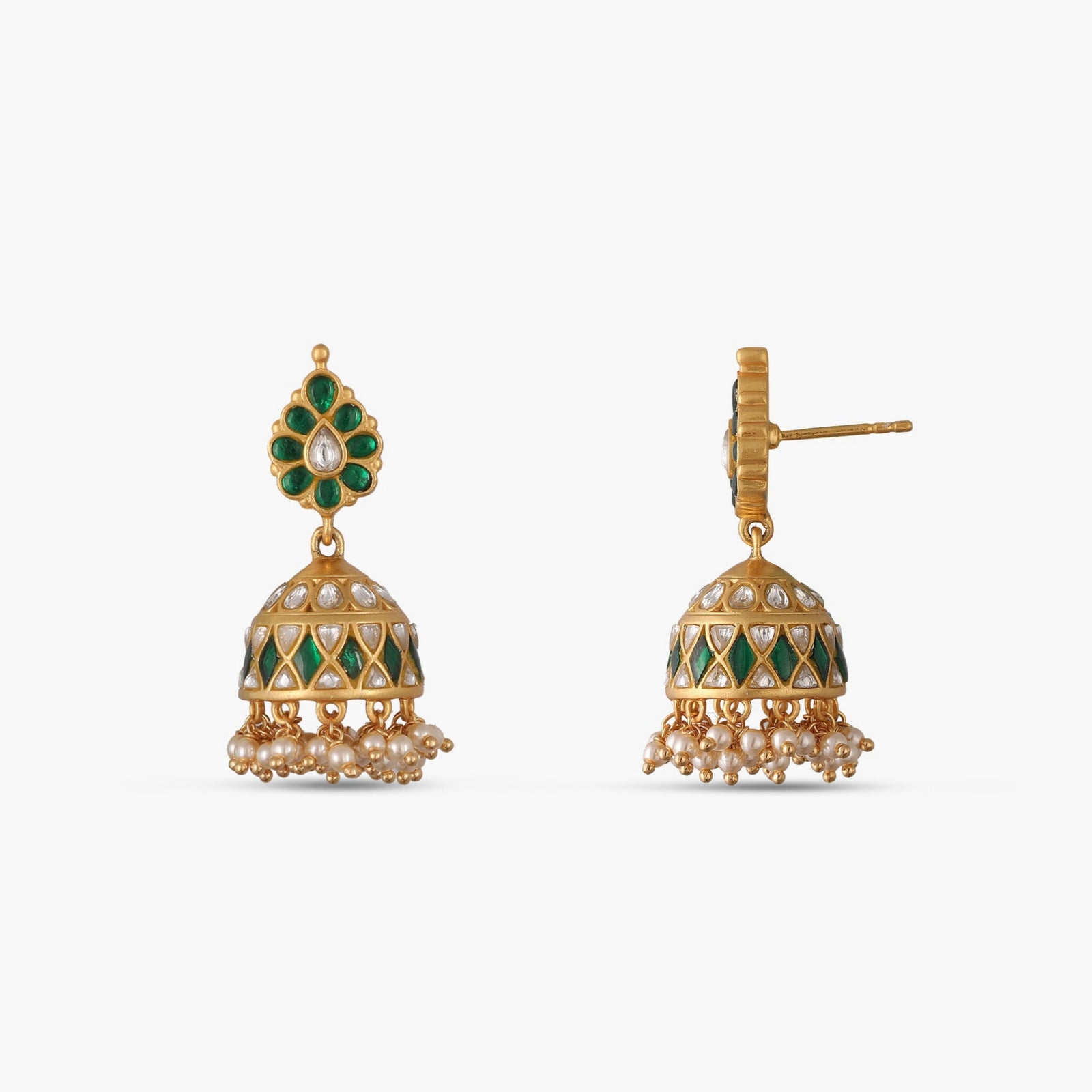Harita Mayur Jadau Silver Jhumka Earrings