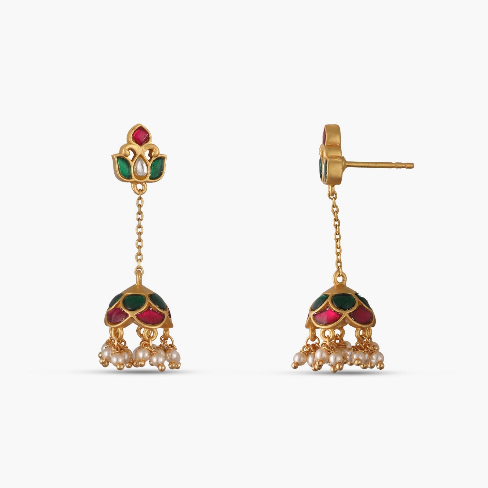 Kamal Kempu Jadau Silver Jhumka Earrings