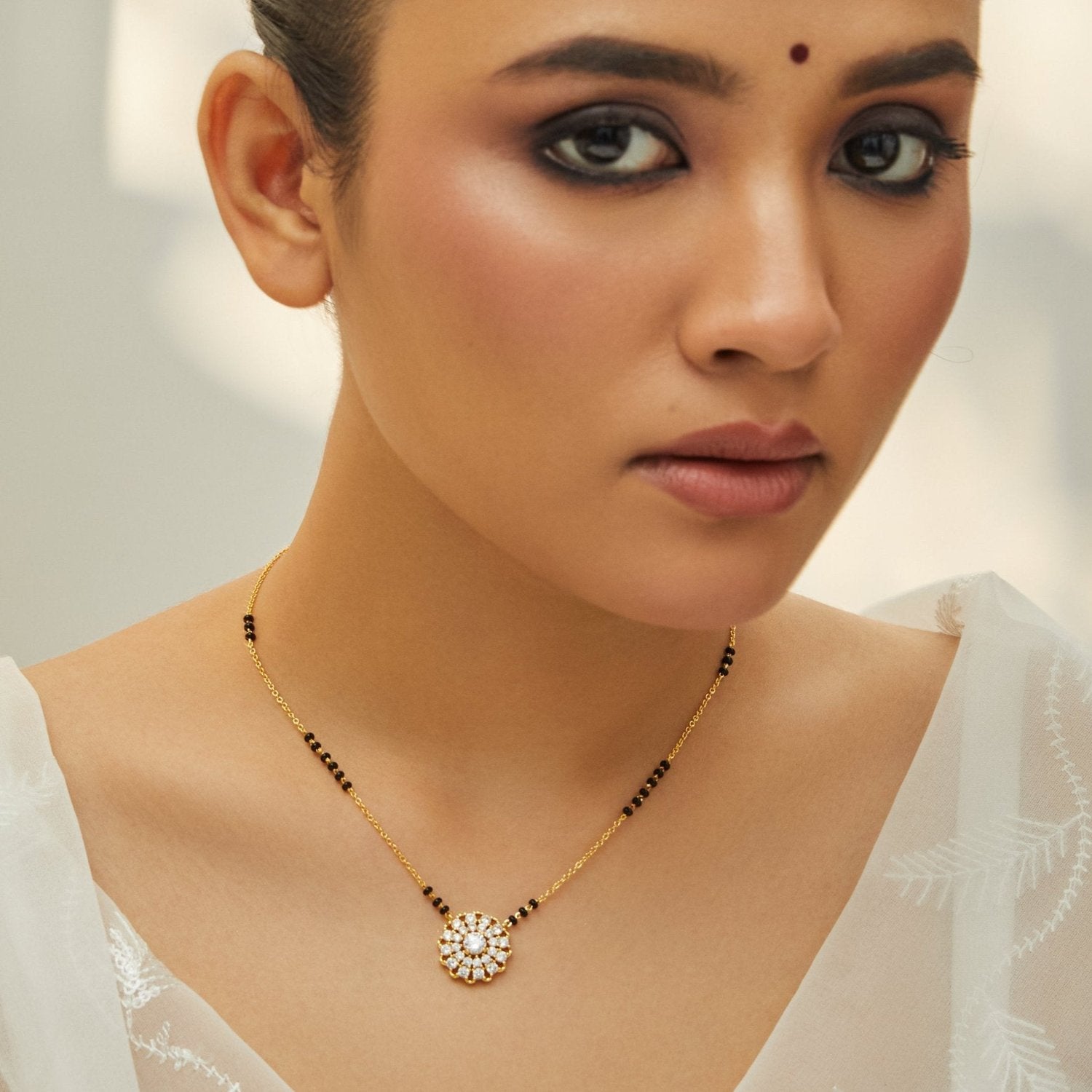 Mrinal CZ Silver Mangalsutra