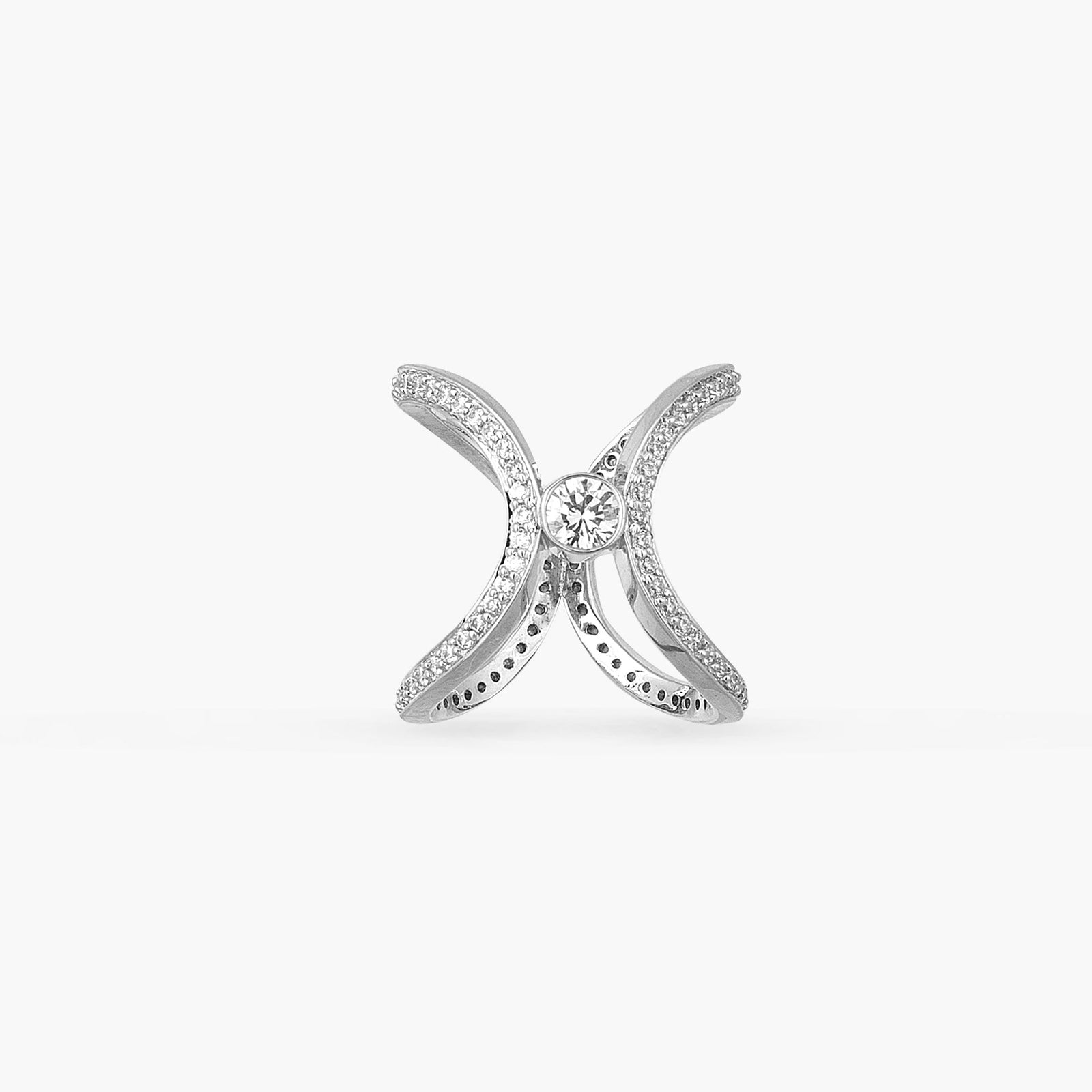 Aurora Cocktail Silver Two Way Ring