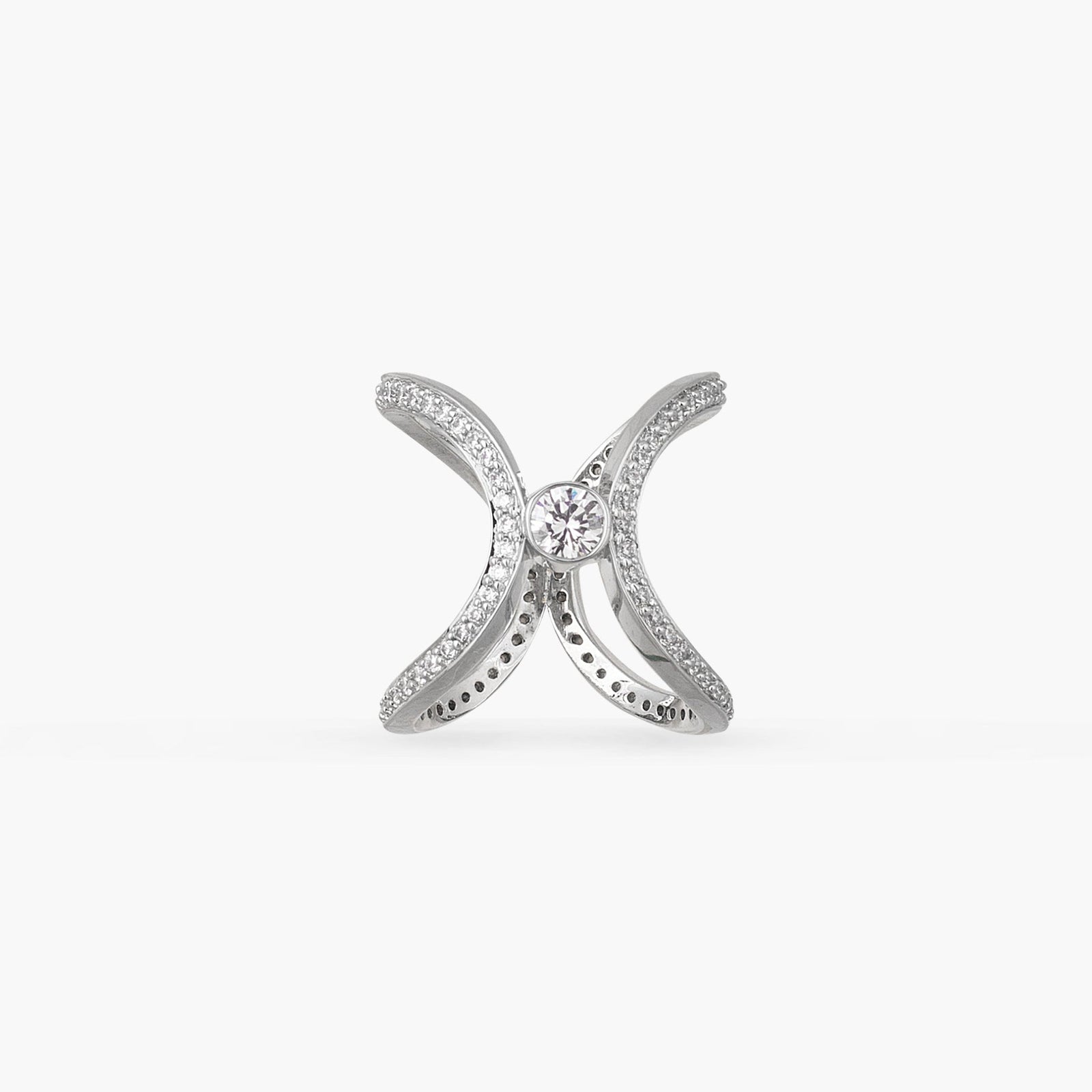 Aurora Cocktail Silver Two Way Ring