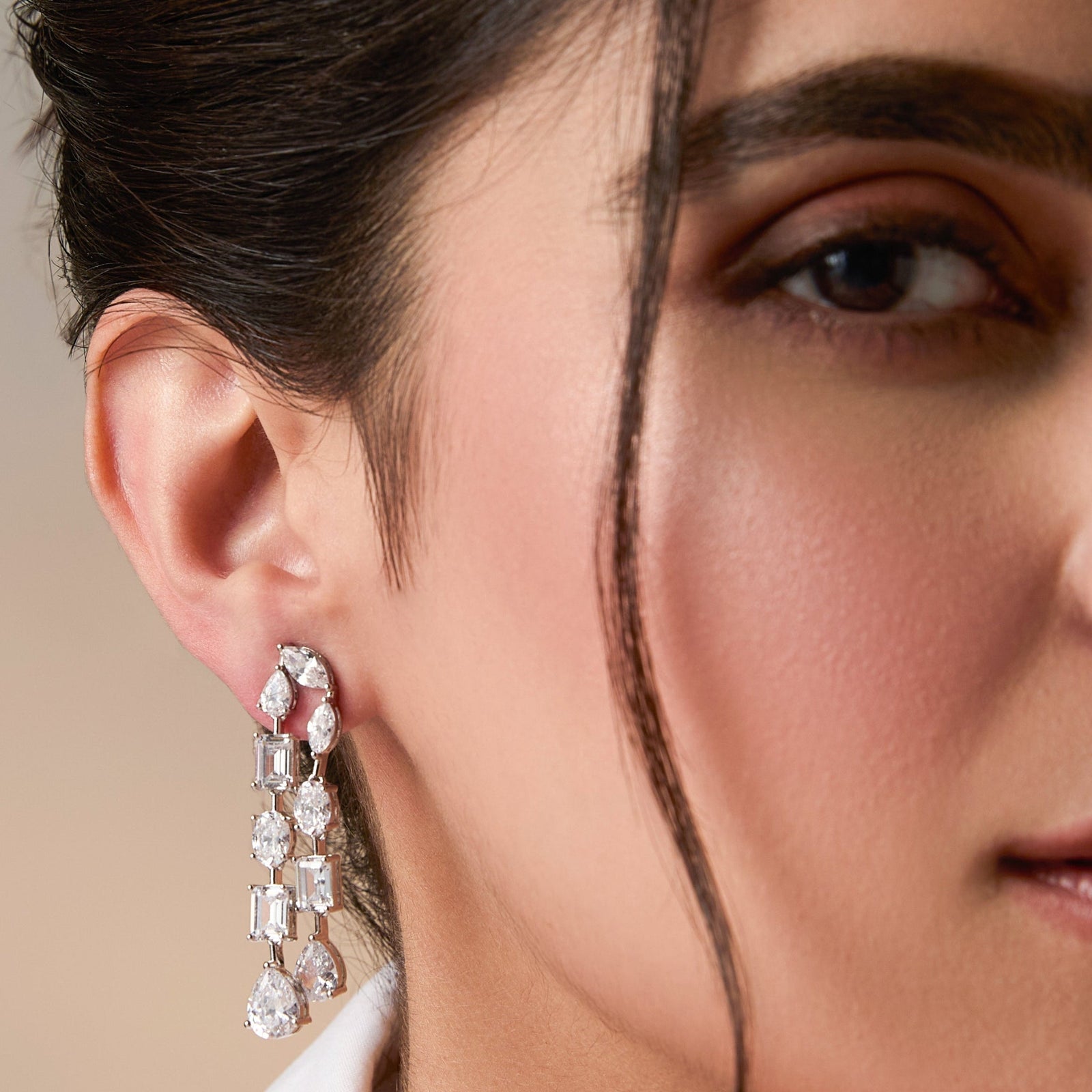 Duo Radiance CZ Silver Drop Earrings