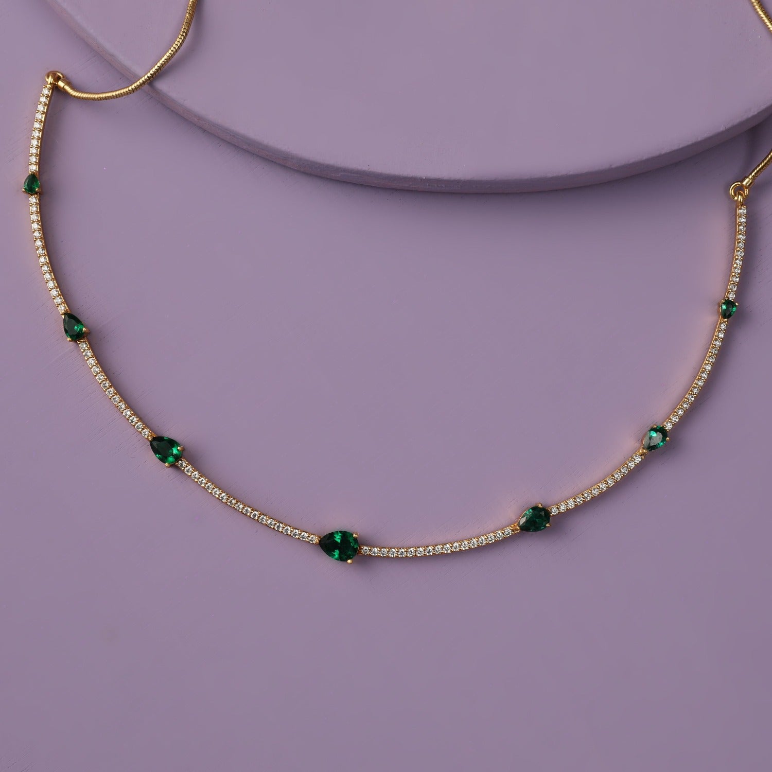 Pear charm CZ Silver Necklace