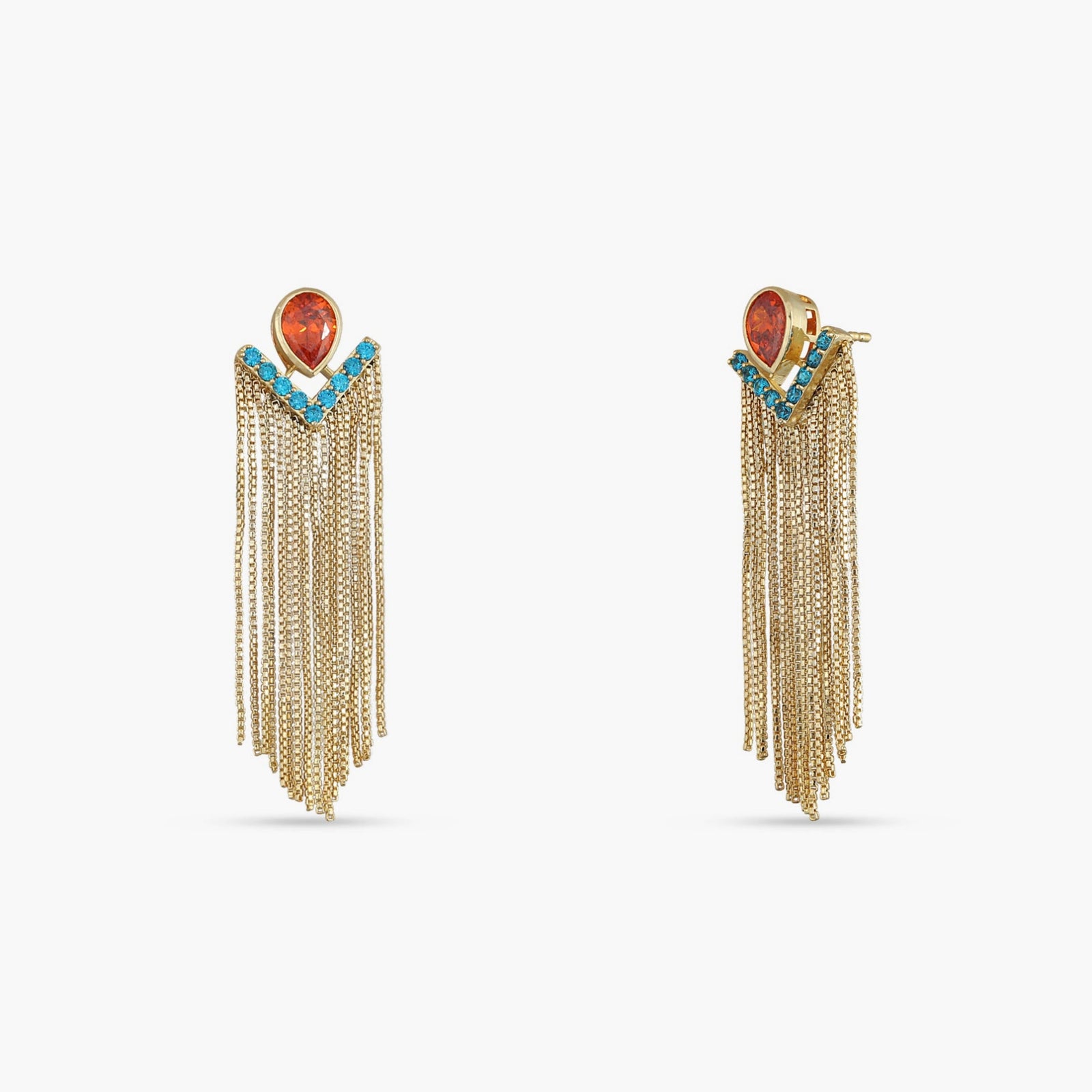 Fringe Sunset Gold Plated Silver Drop Earrings