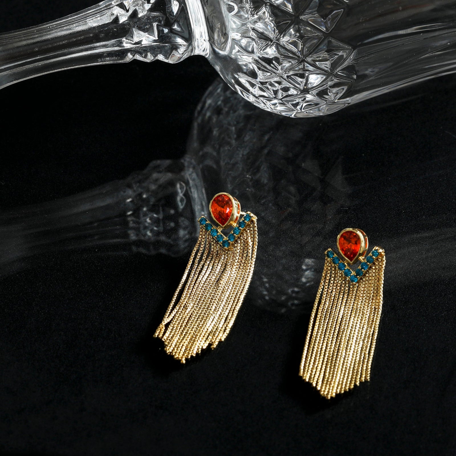 Fringe Sunset Gold Plated Silver Drop Earrings