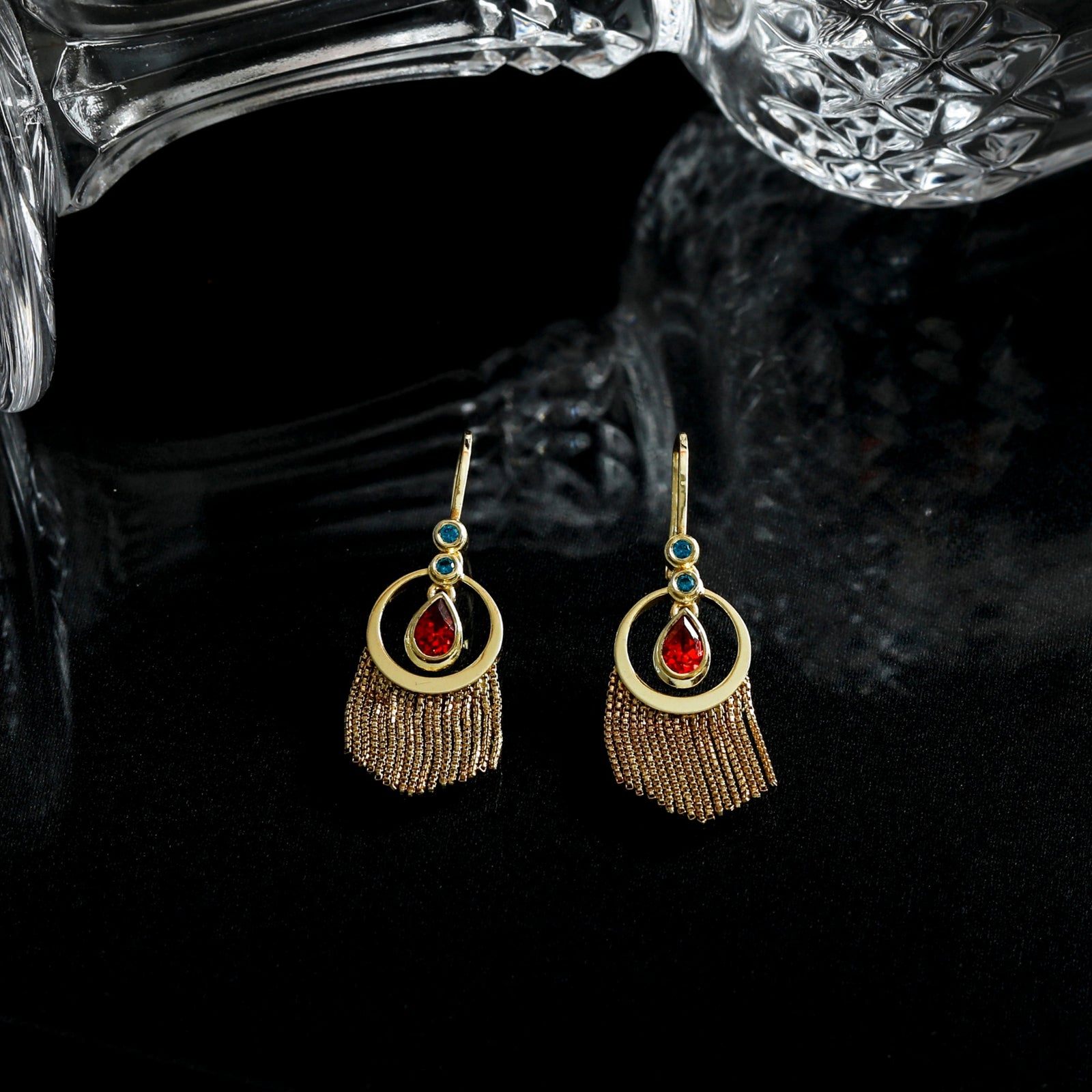 Fringe Celeste Gold Plated Silver Drop Earrings