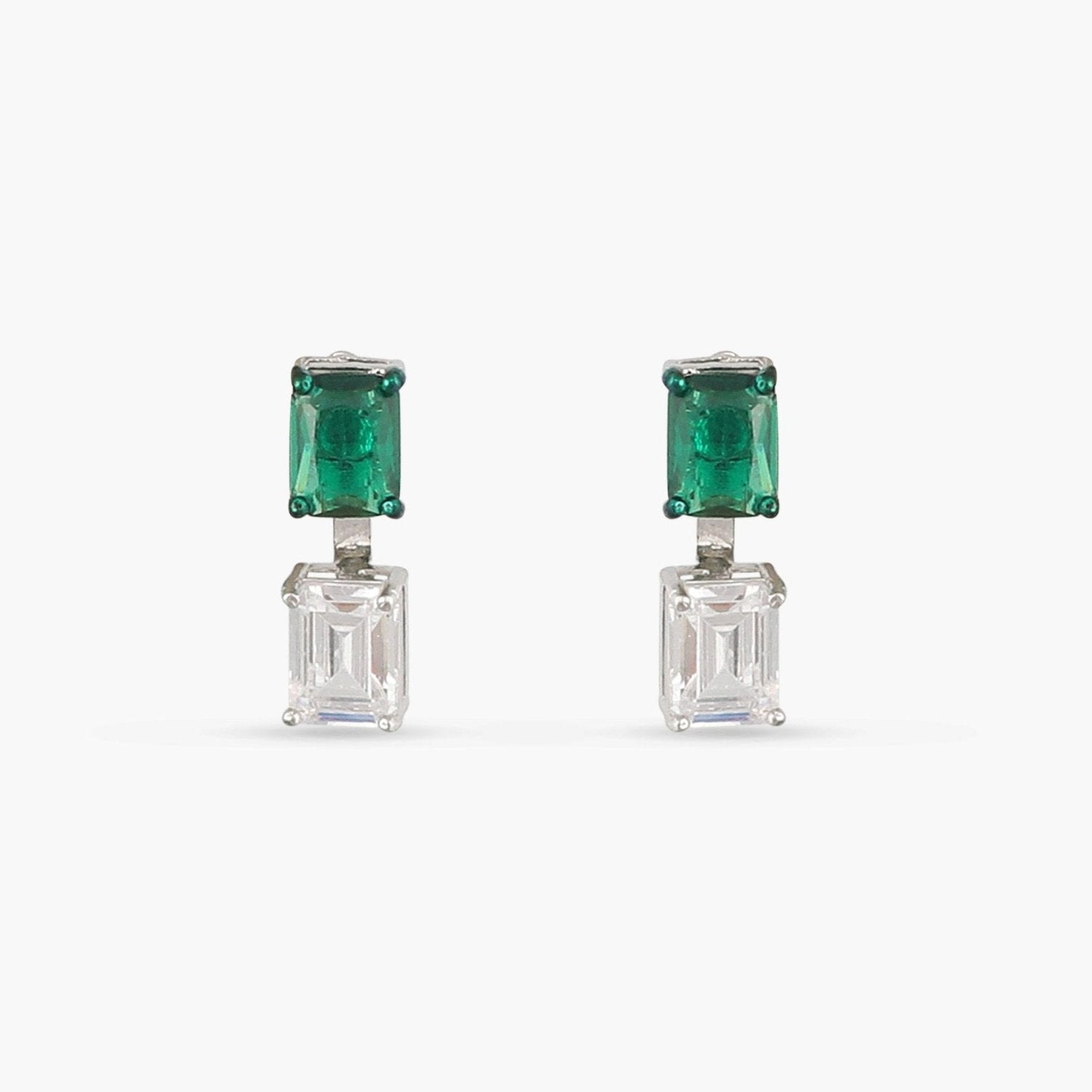 Emeraude Aura Silver Jacket Earrings