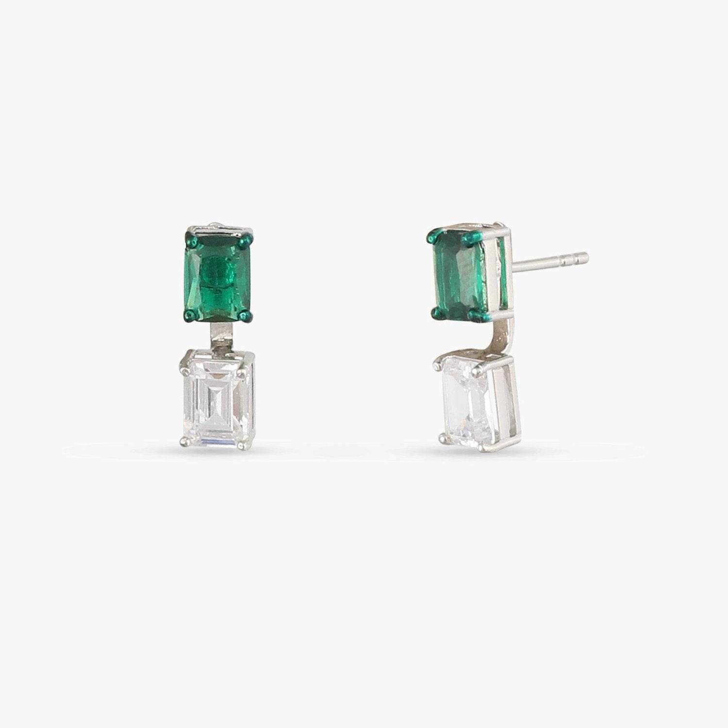 Emeraude Aura Silver Jacket Earrings