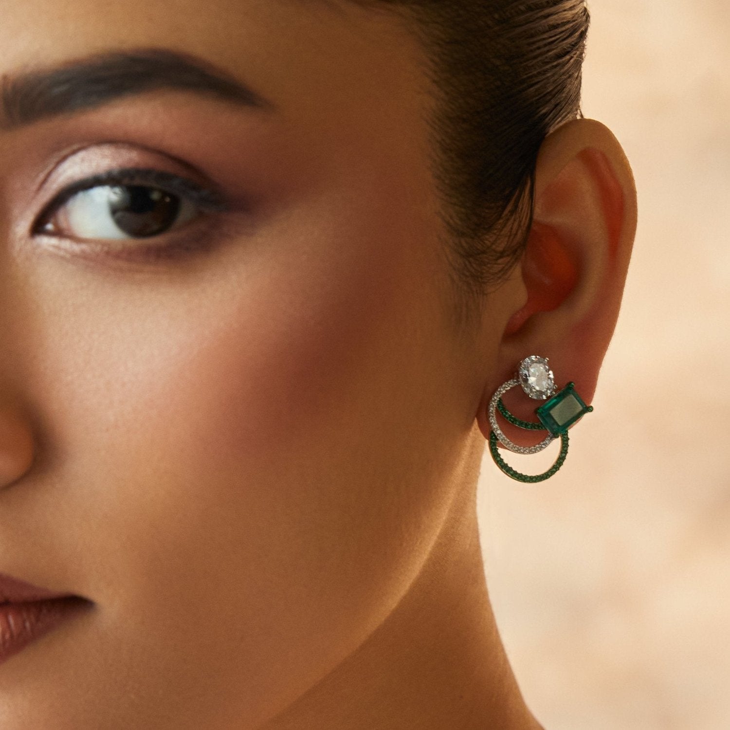 Emeraude Lush Silver Stud Earrings