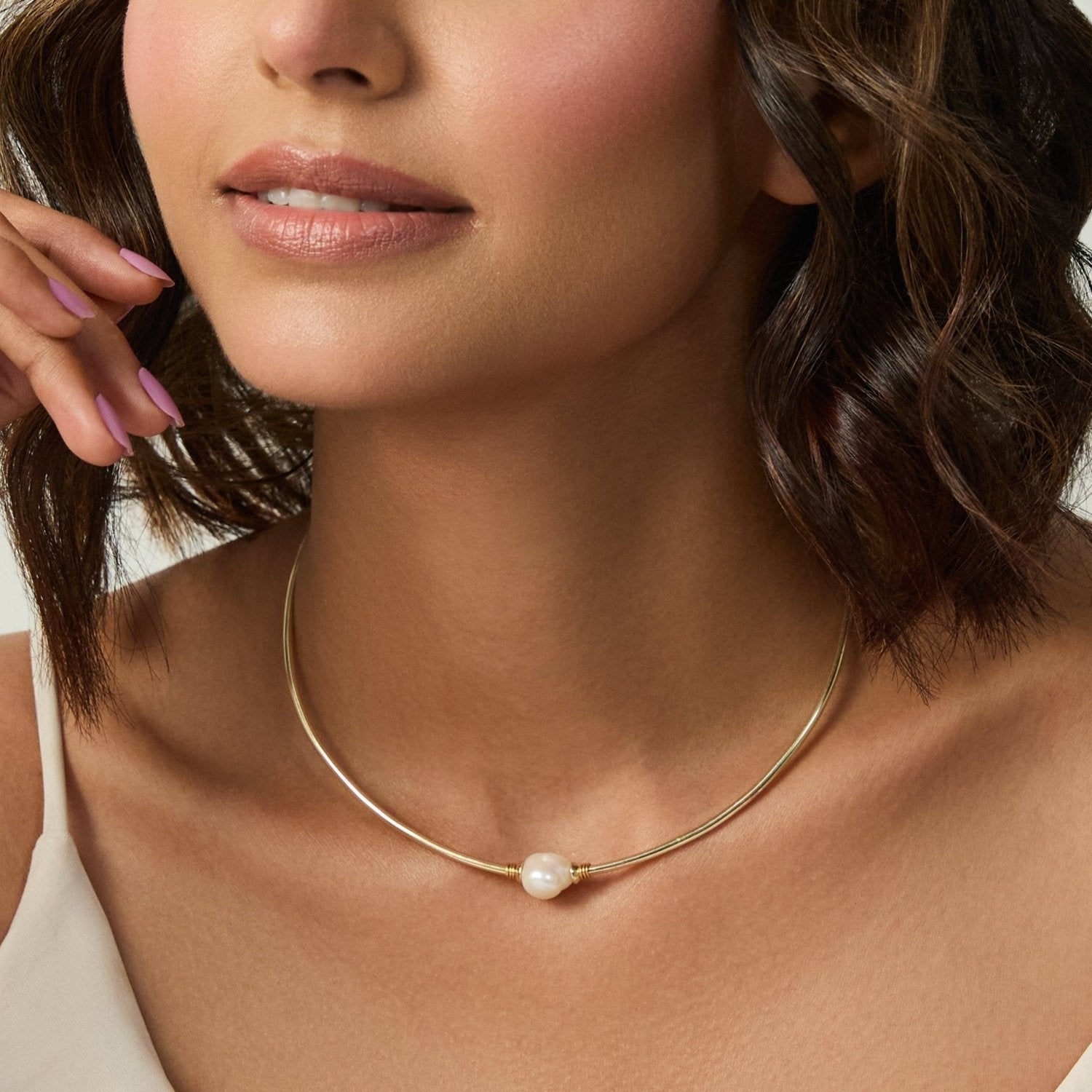 Seraphina Pearl Hasli Gold Plated Silver Necklace