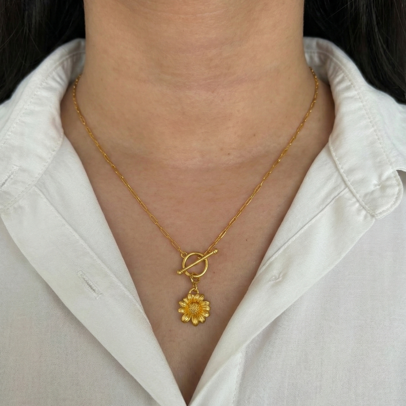 Golden Sunflower Silver Charm